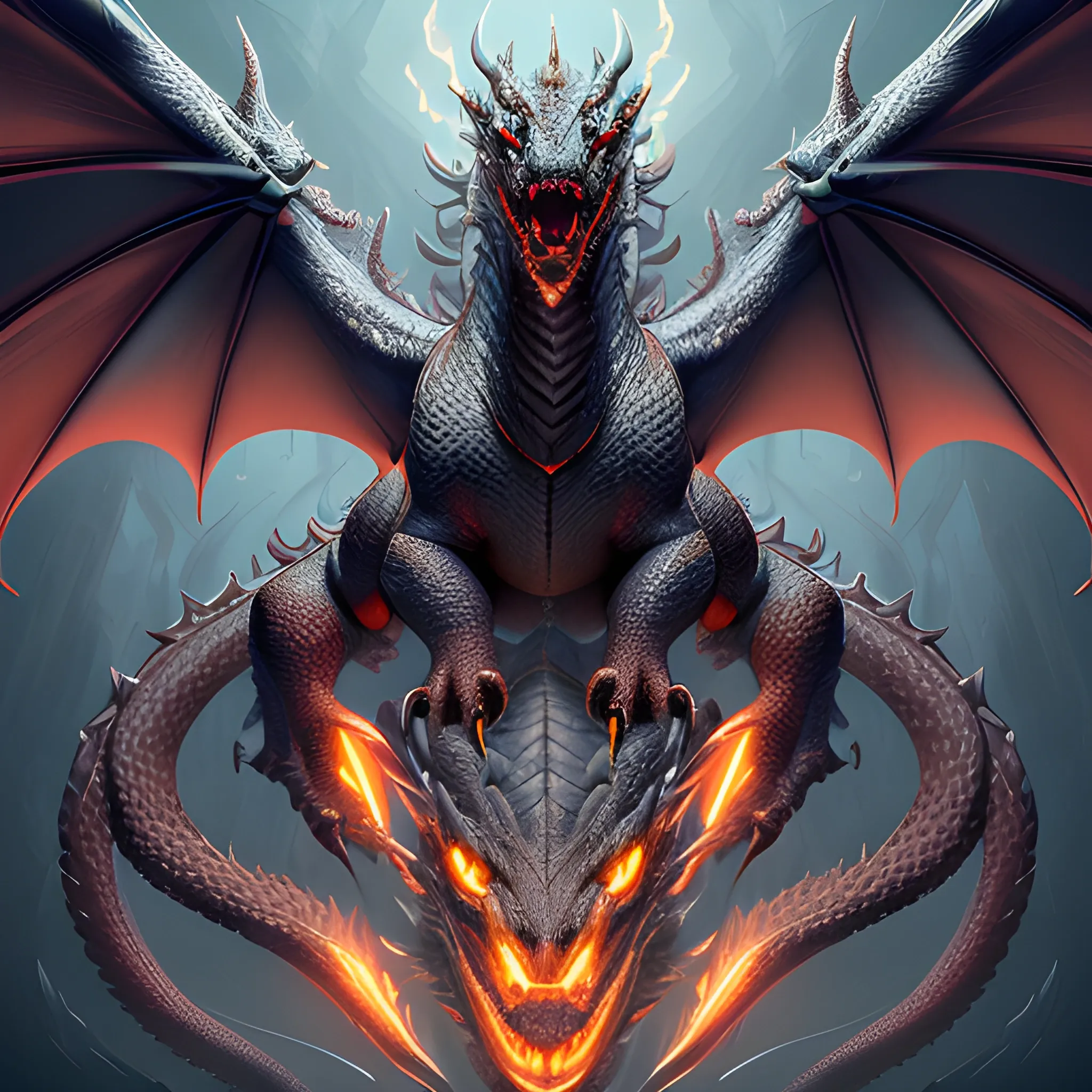 A detailed and intricate digital art piece in a cinematic style, this ultra high resolution portrait of a powerful dragon beast is a true masterpiece. The beautiful lighting and playful design make it a trend-setter on ArtStation. A true award-winning work. draconic dragos dragon fury lightning electric