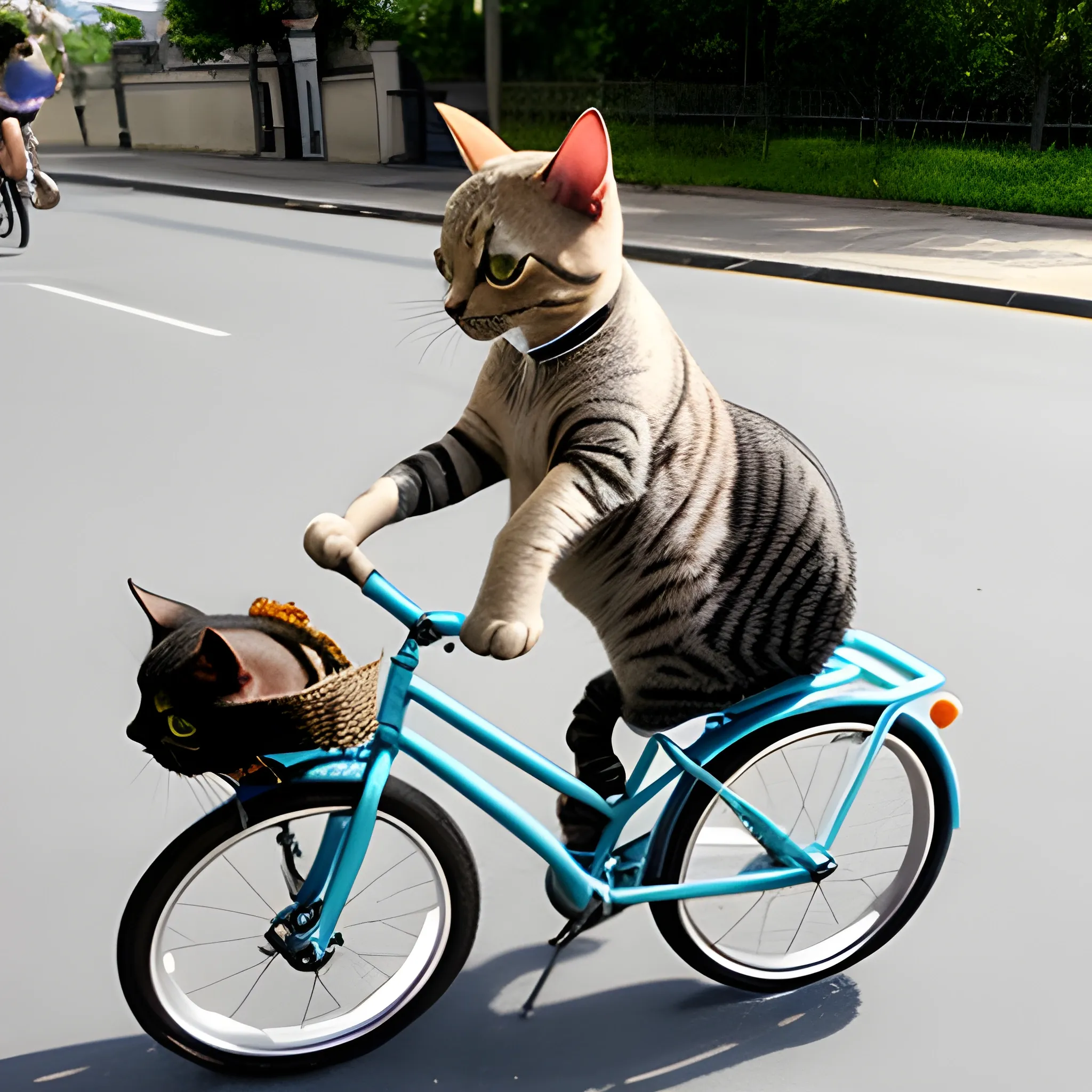 a cat ride a bicycle
