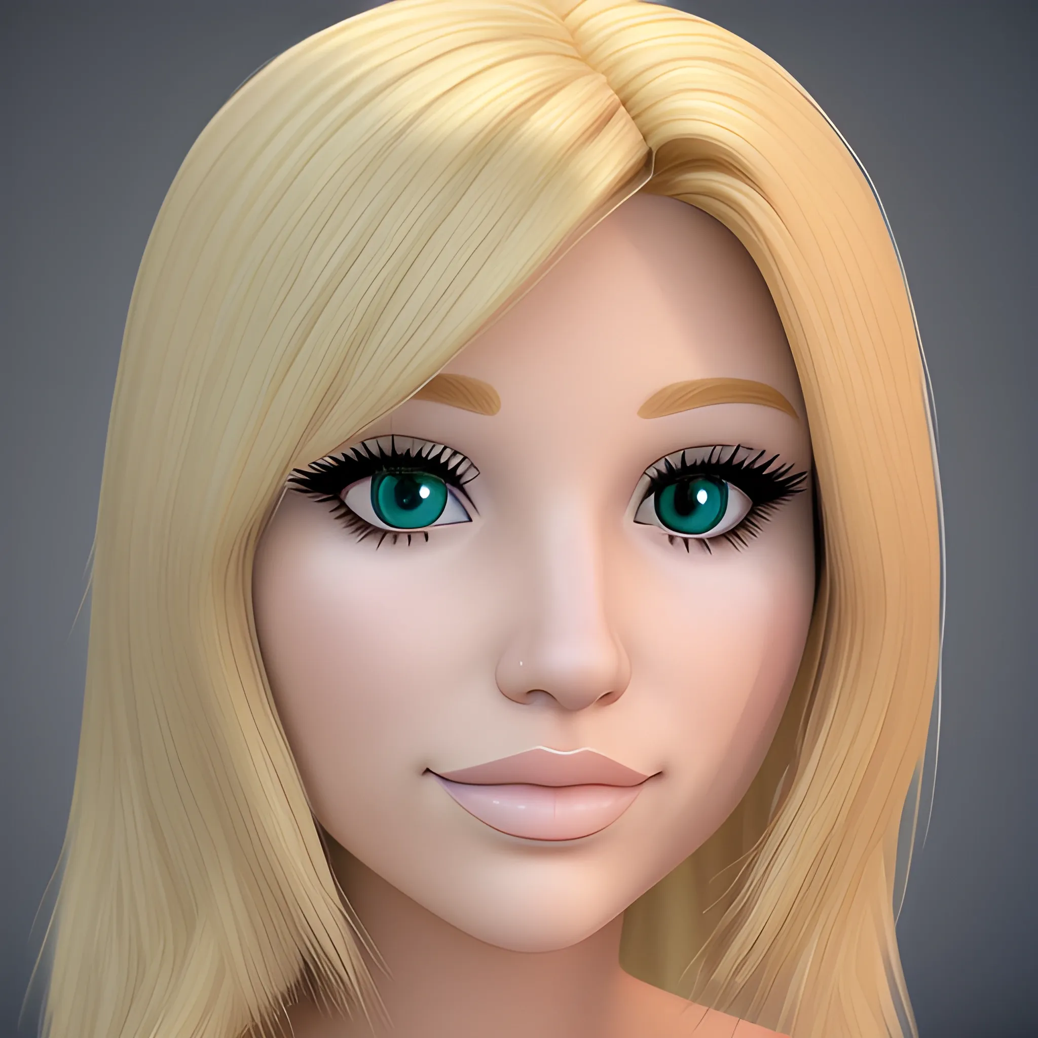 Blonde Eyes Babe Face Blonde Cartoon 3d Arthub Ai