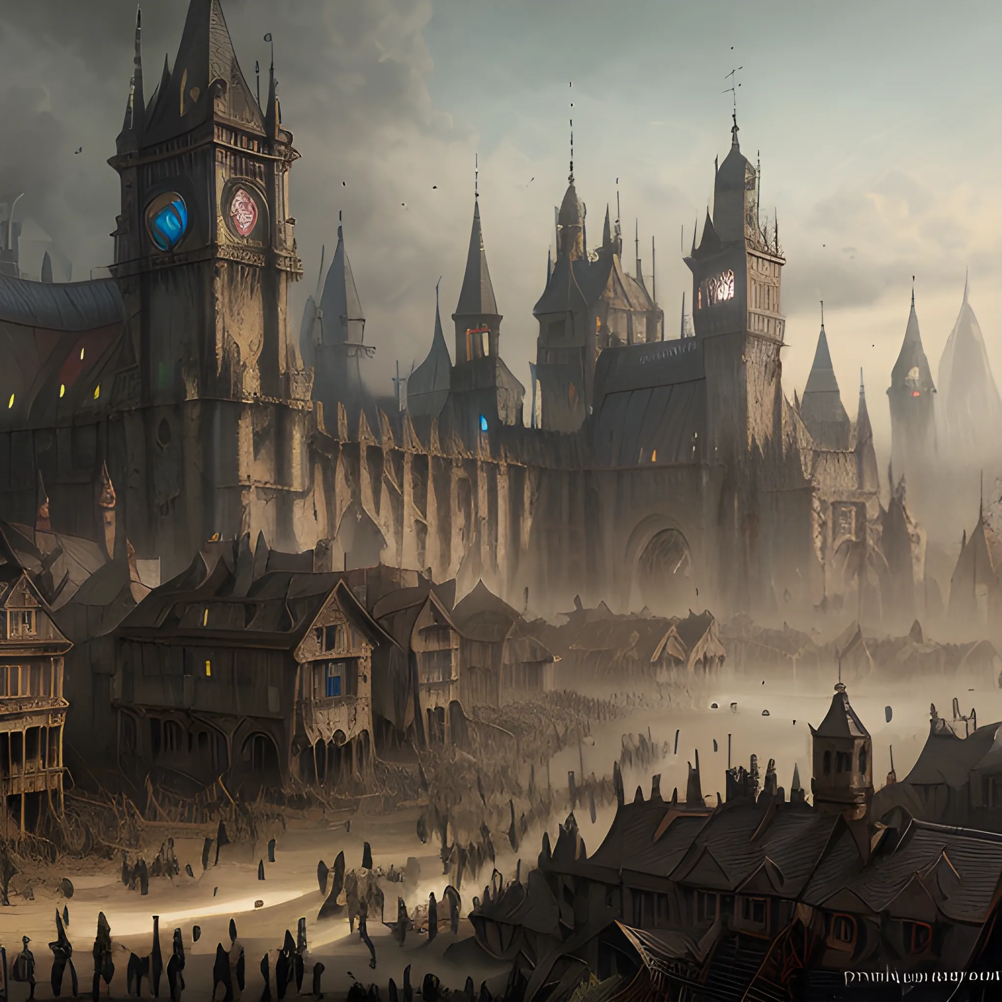 Plague epidemic, many sick people, slumses, medieval, high fantasy, 8k, high resolution, high quality, photorealistic, hyperealistic, detailed, detailed matte painting, deep color, fantastical, intricate detail, splash screen, complementary colors, fantasy concept art, 8k resolution trending on Artstation Unreal Engine 5