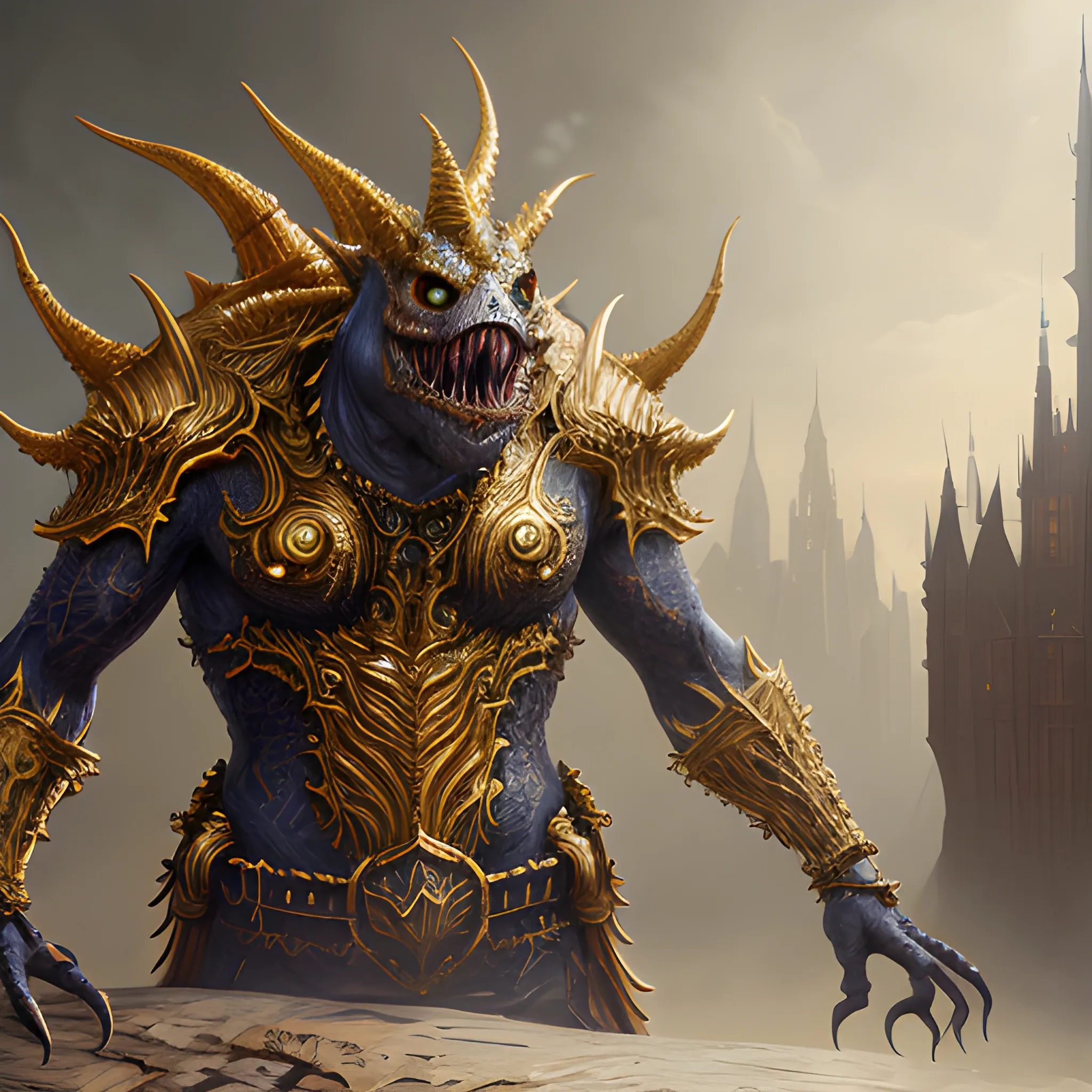 monster with gold, 8k, high resolution, high quality, photorealistic, hyperealistic, detailed, detailed matte painting, deep color, fantastical, intricate detail, splash screen, complementary colors, fantasy concept art, 8k resolution trending on Artstation Unreal Engine 5