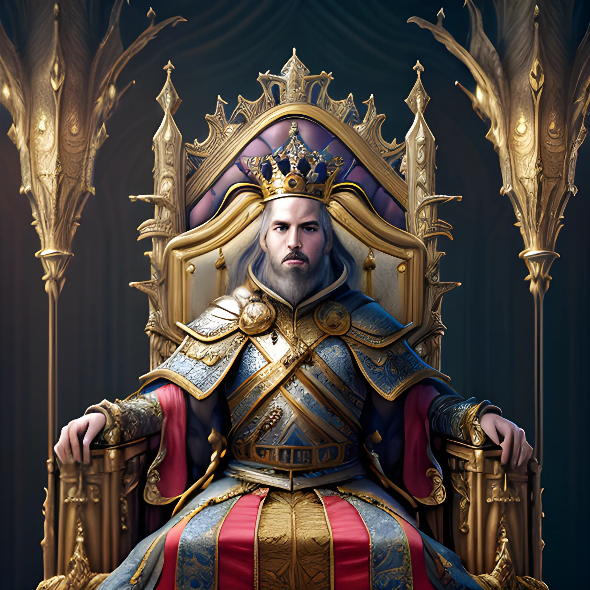 king on the throne, medieval, high fantasy, 8k, high resolution, 