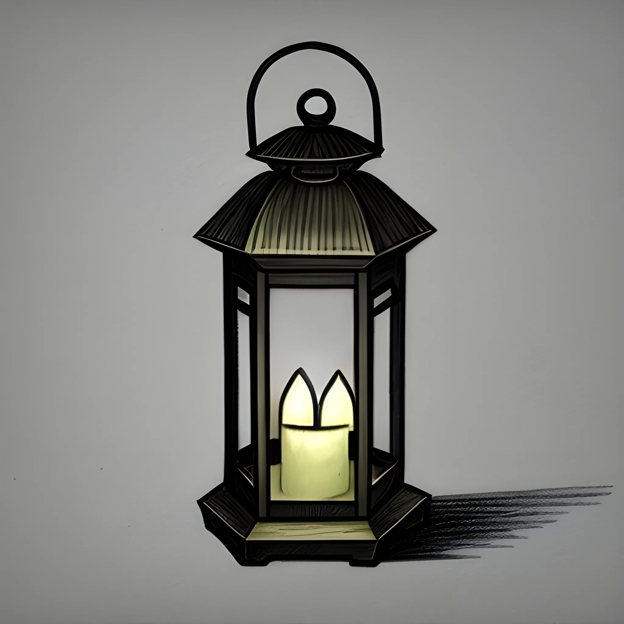 pencil sketch   lantern inspired by the Ottoman era, Cartoon