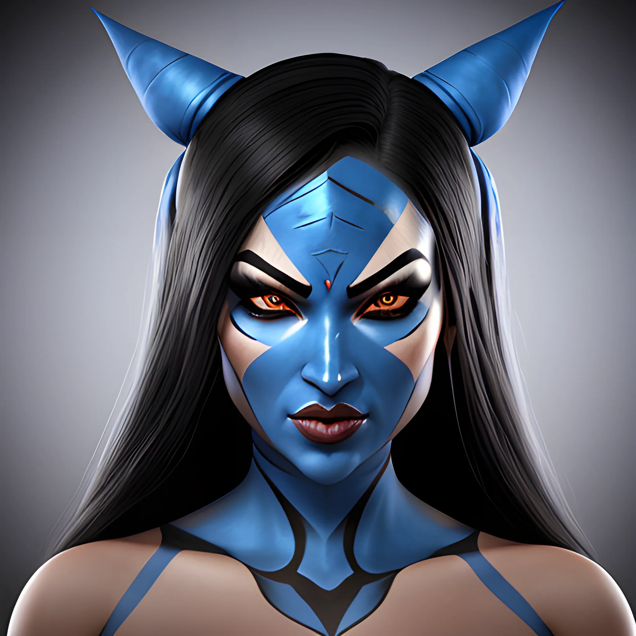 , 3D, hd,  kitana   , hot,  symmetrical face
  makeup  long hair, fantasy ,realistic , Cartoon