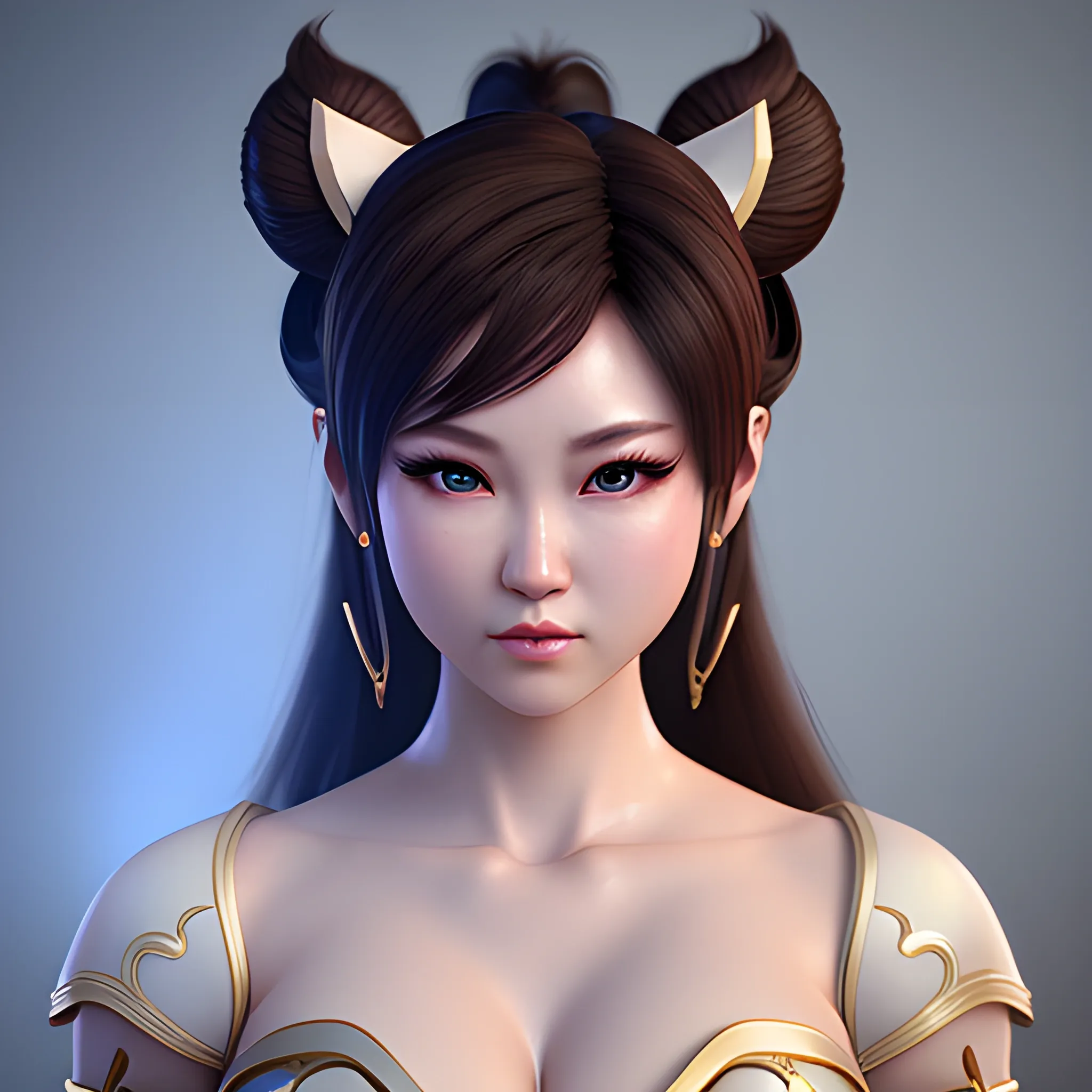 , 3D, hd,  chun li  , soft feature,ethereal face
  Soft makeup  long  curly hair, fantasy ,realistic ,game , bambi eye, blasain ,full-body  picture