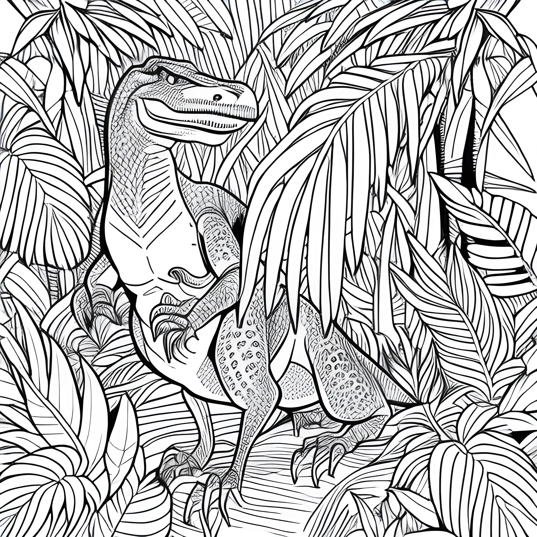 coloring page for kids, dinosaur in a jungle, from the front, cartoon style, thick lines, low detail, no shading, Sketch
monochrome, no distortion, Cartoon