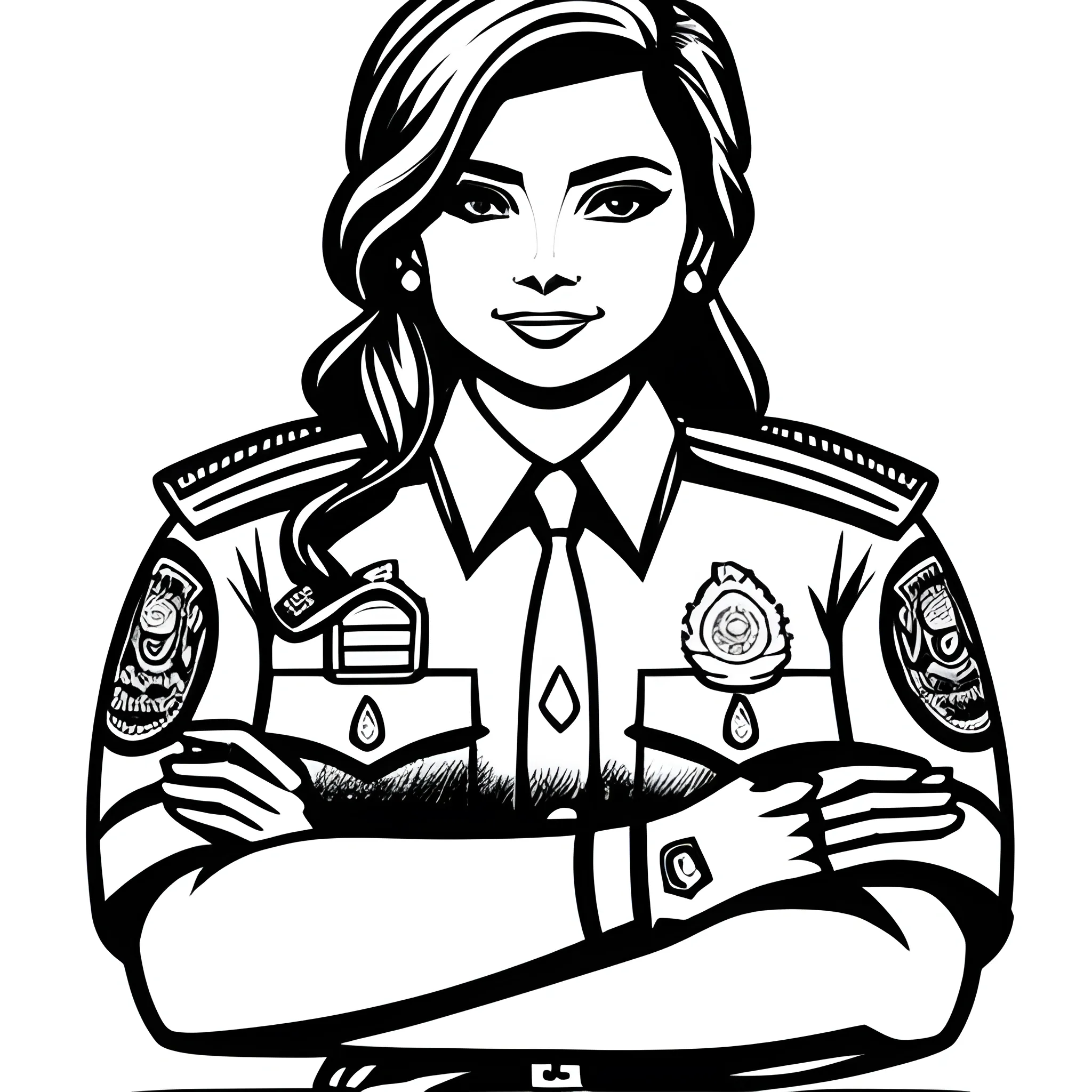 dibujo para colorear de hermosa policia



