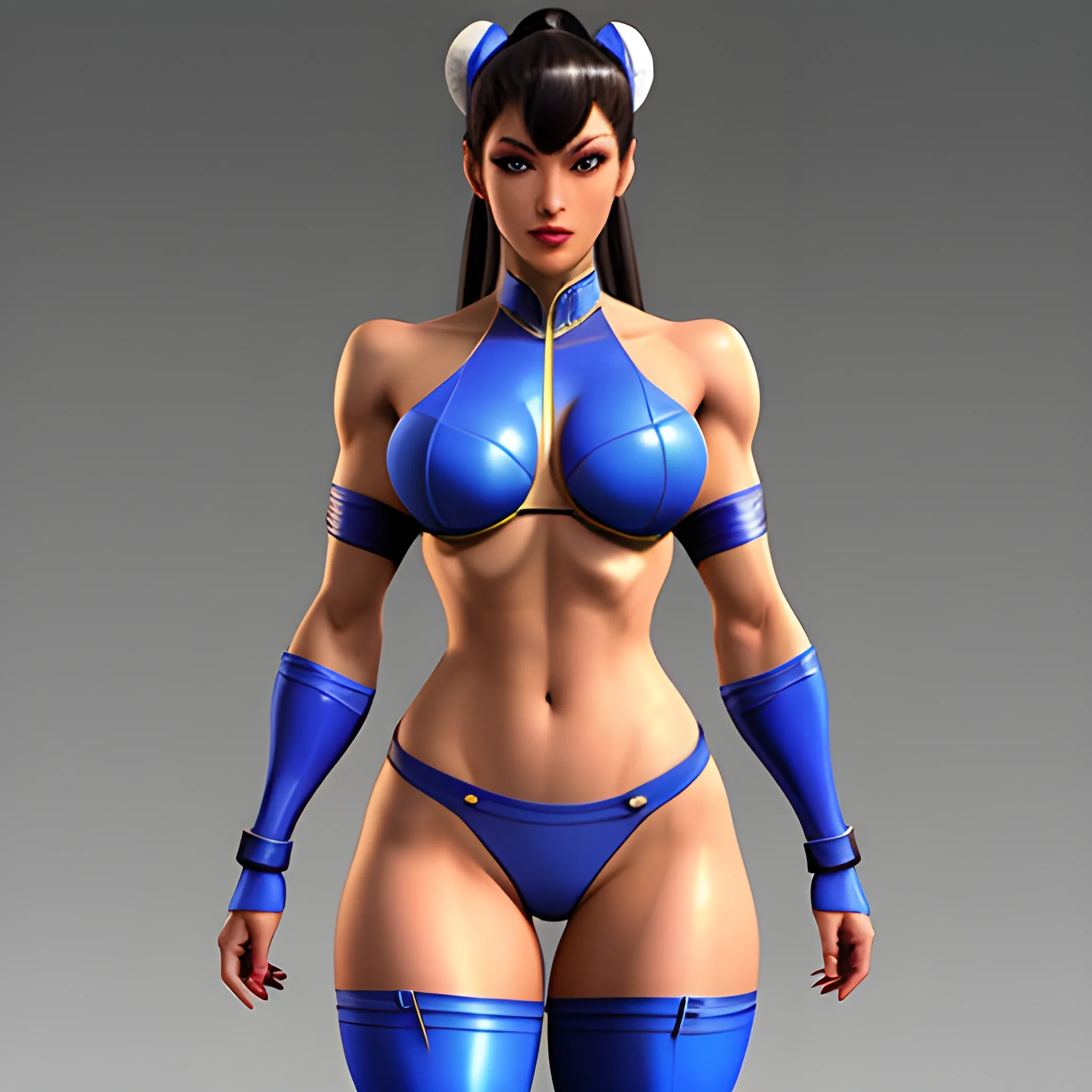 Chun li ,kitana  soft features , 3d, realistic,  2girls,  sfw, slim hour glass  body,