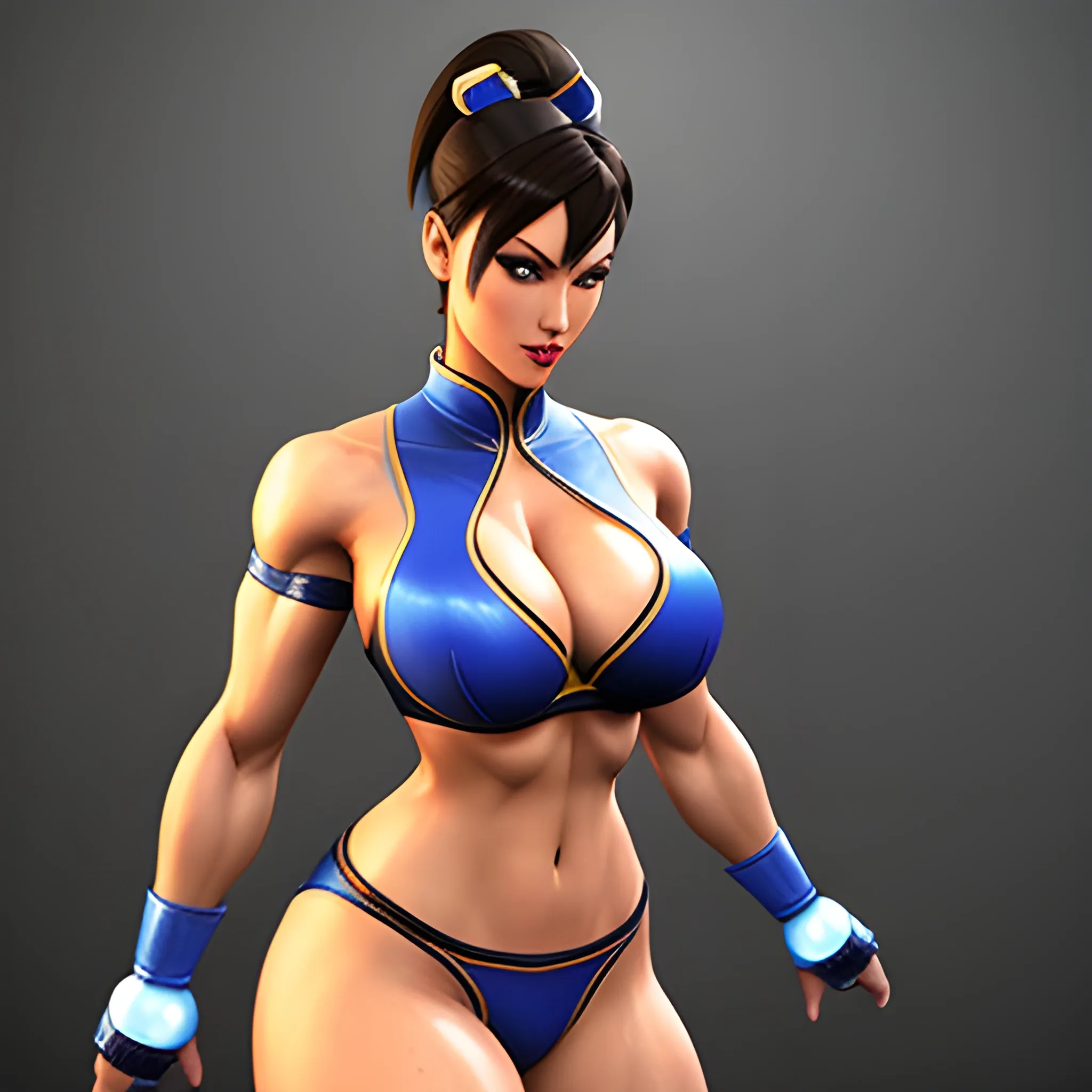 Chun li ,kitana  soft features , 3d, realistic,  2girls,  sfw, slim hour glass  body,