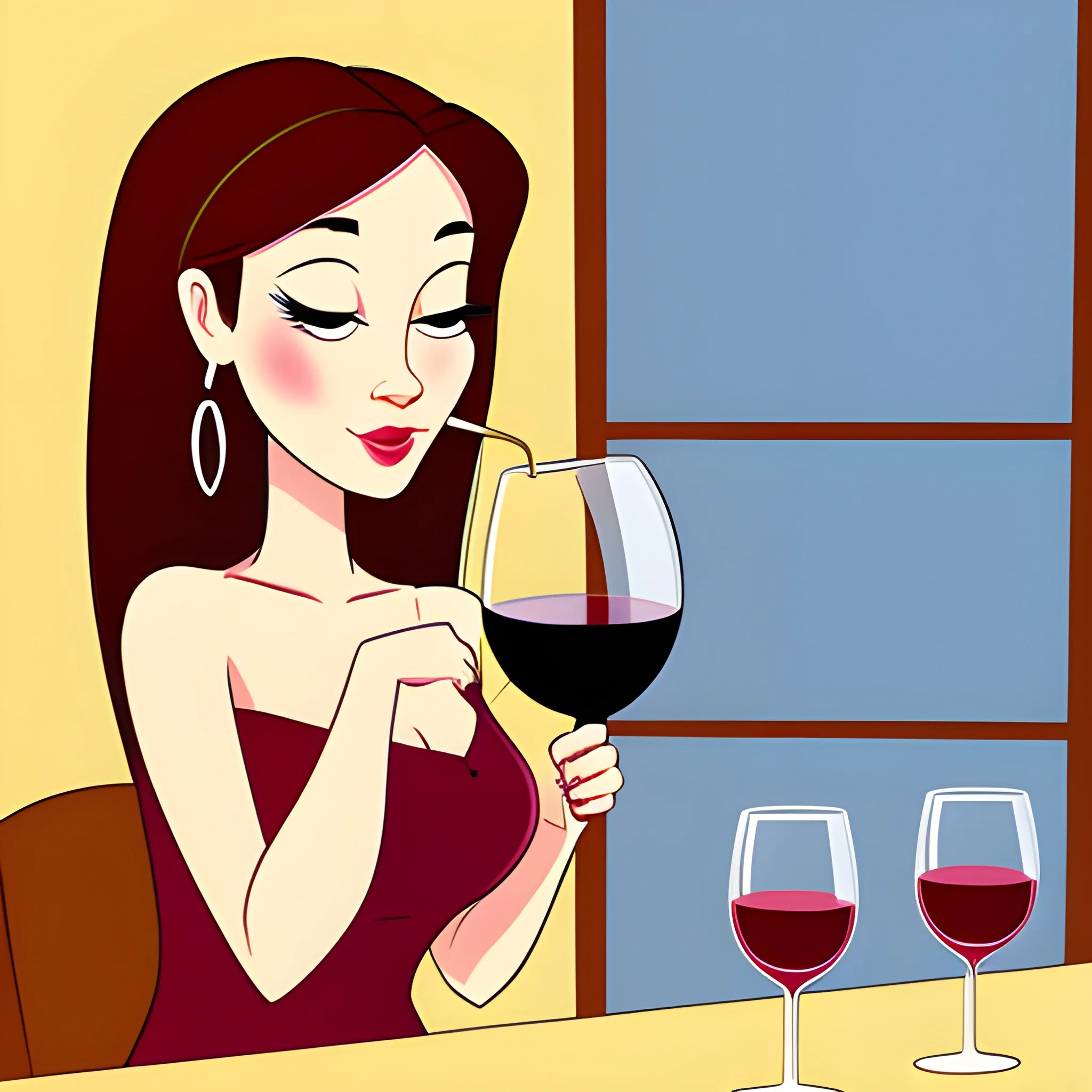 drinking wine cartoon