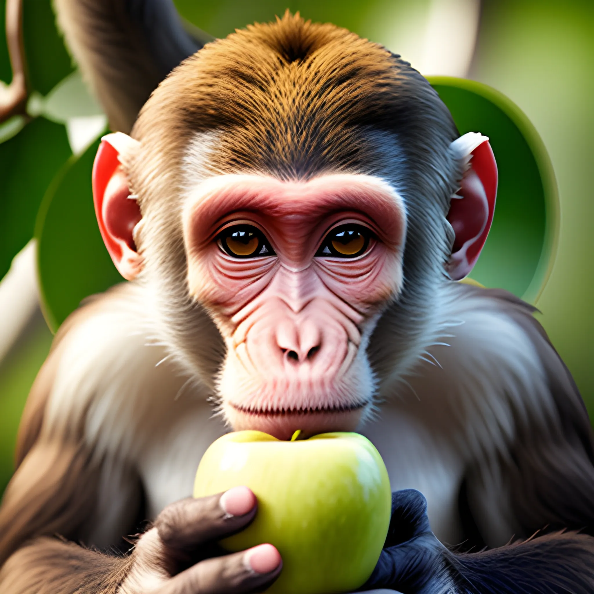 monkey eating apple