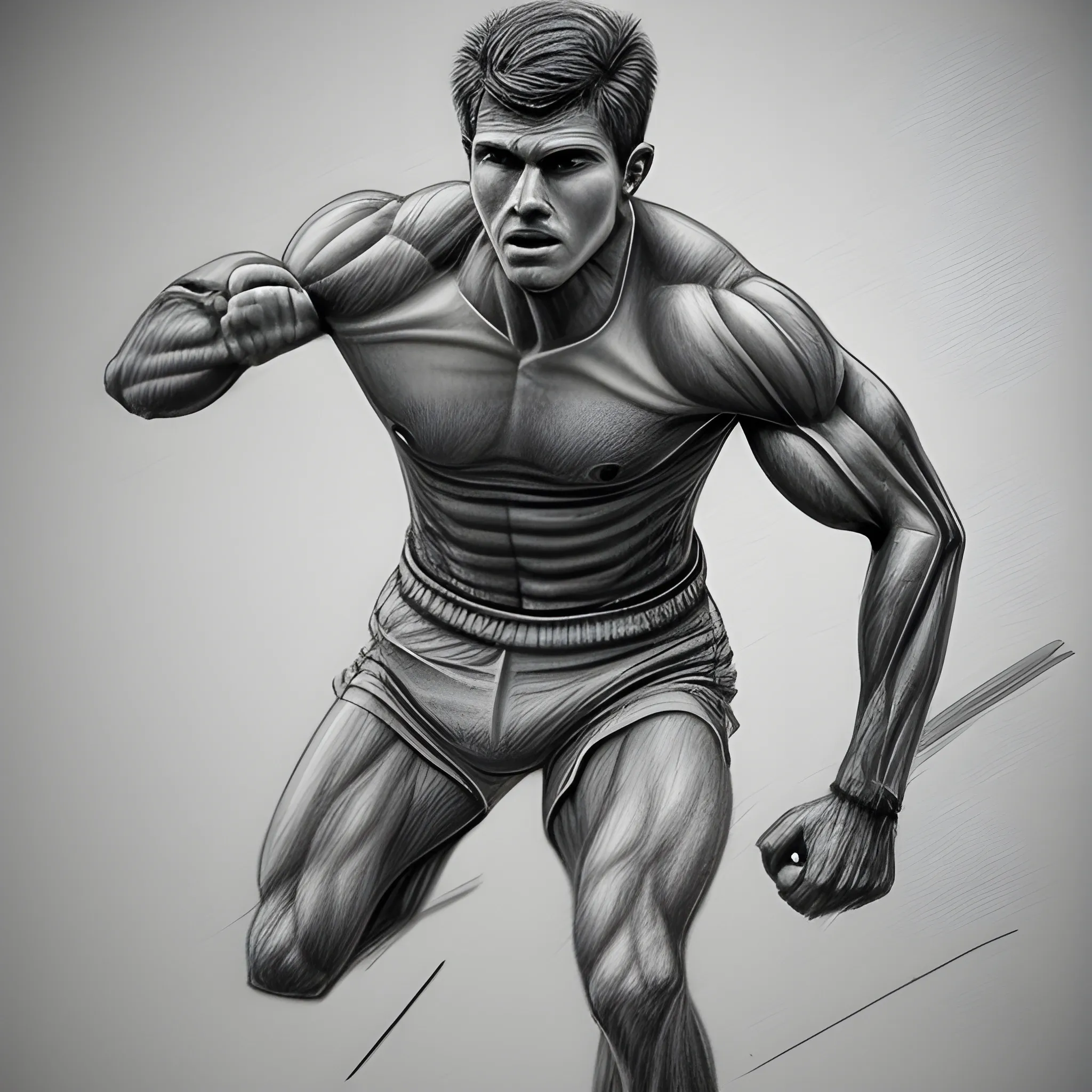 bodybuilding pencil drawing