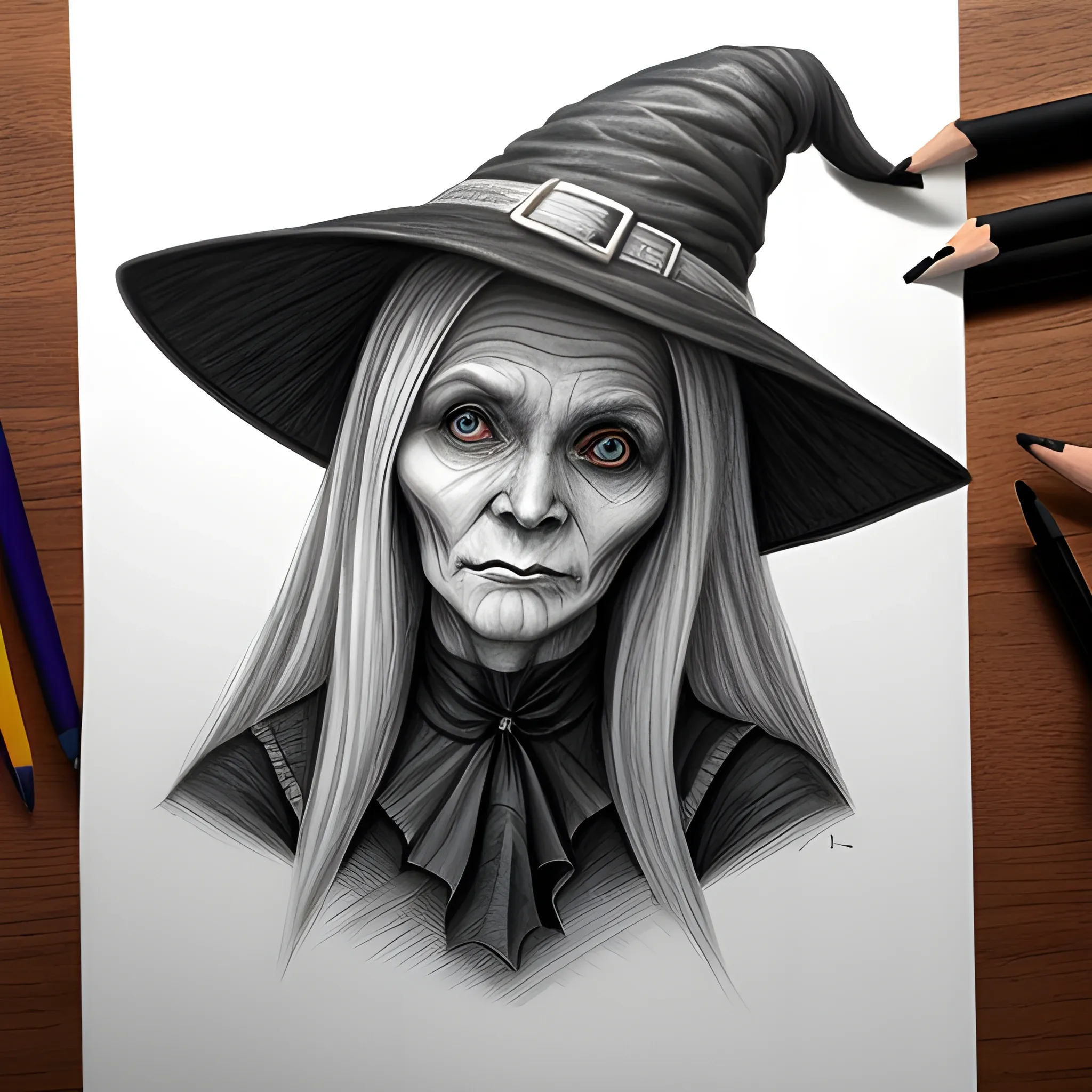 witch , Pencil Sketch - Arthub.ai