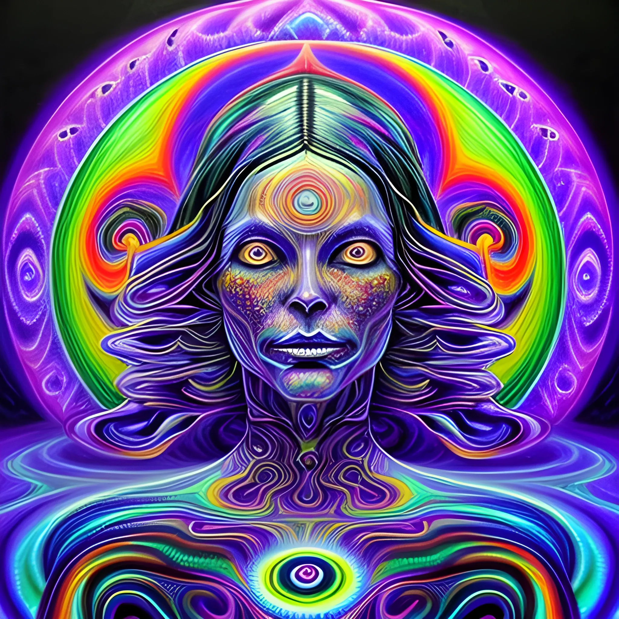 mysterious witch, incredible ultra dimensional psychedelic experience time, while tripping on dmt, energy waves, trippy melting eyes, overwhelming psychosis of self - realization and burning awakening, masterpiece composition, by barclay shaw, louis dyer, pablo amaringo , Pencil Sketch