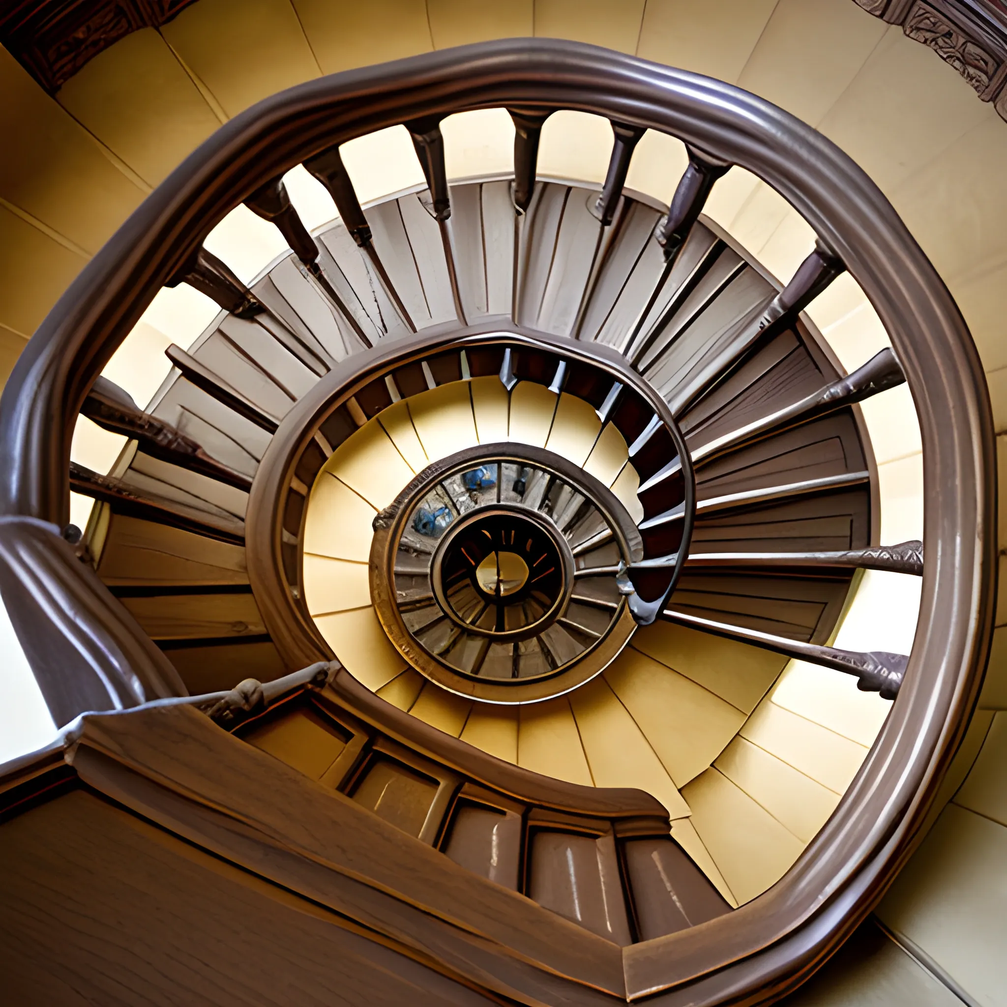 castle spiral staircase, aerial view