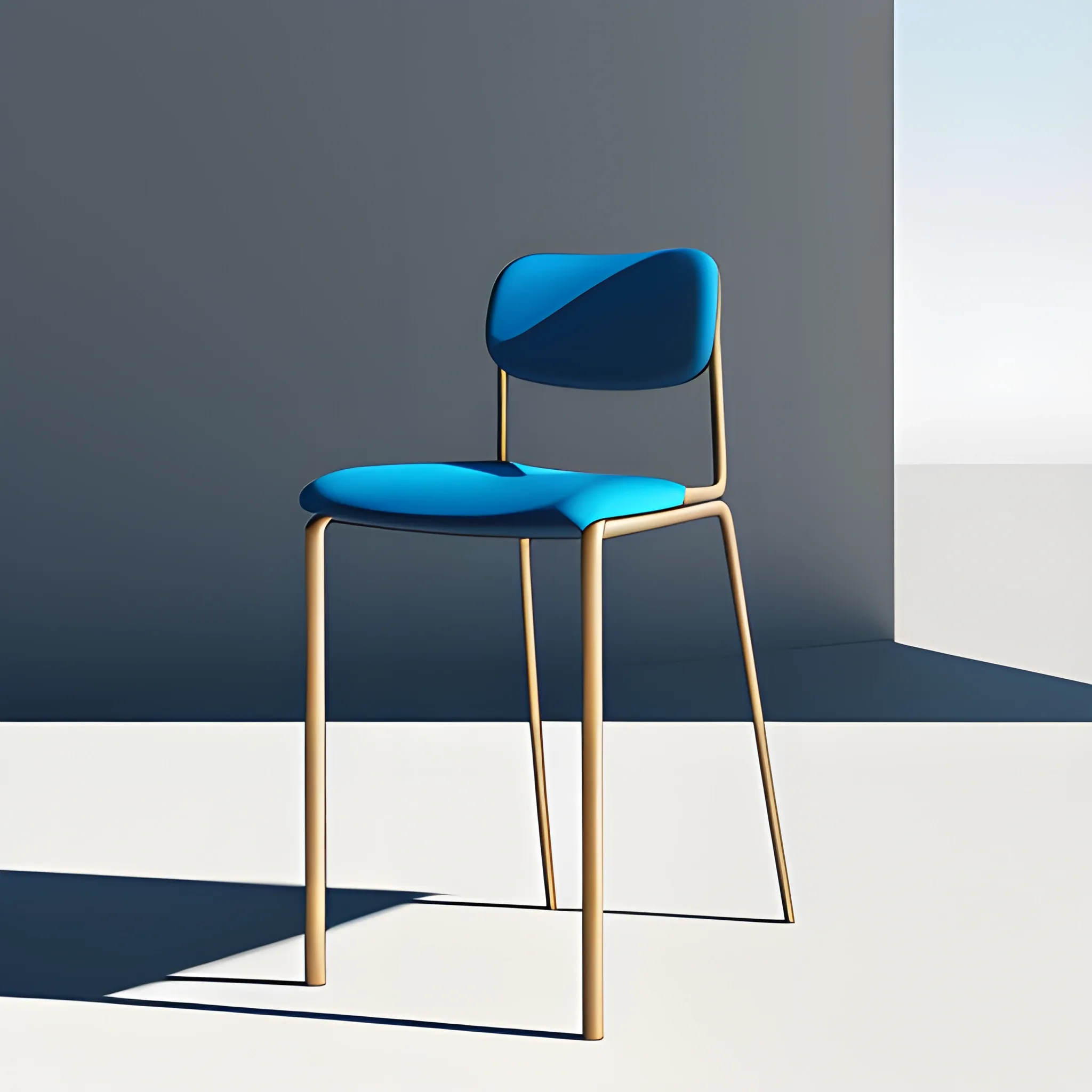 Create a monumental modern sculptured  one italian BACKLESS CHAIR BAR in Claes Oldenburg style, simple design as Bahaus style, minimal, geometric simplicity, Bronce material surface only , asymetric composition , blue sky background, pretty detailed HD render, classic base, fountain, 3D, 