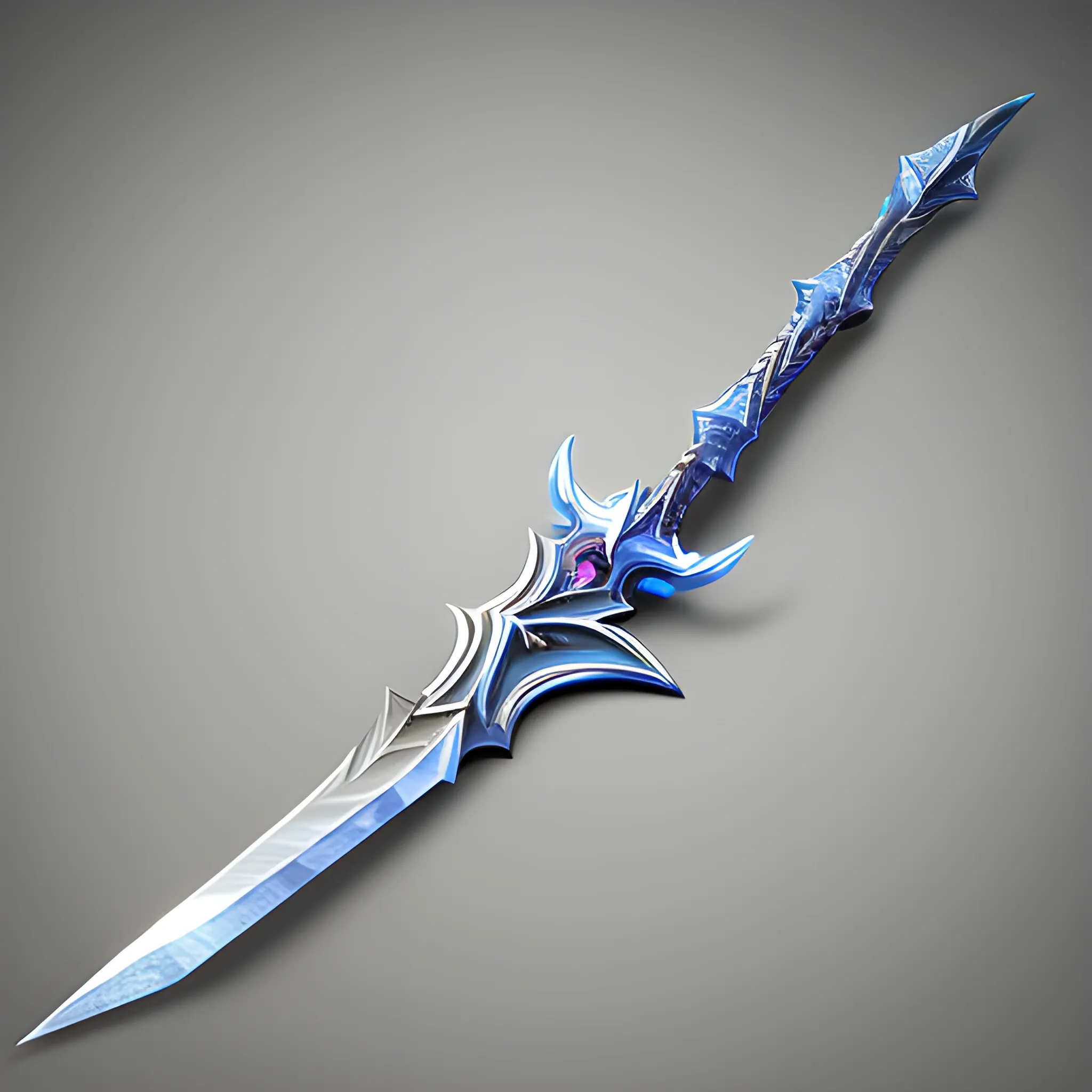 Glaive wit a handle, enchanted by ice, fantasy, concept art,  sharp focus, high details, elegant, ray tracing, magic weapon, 