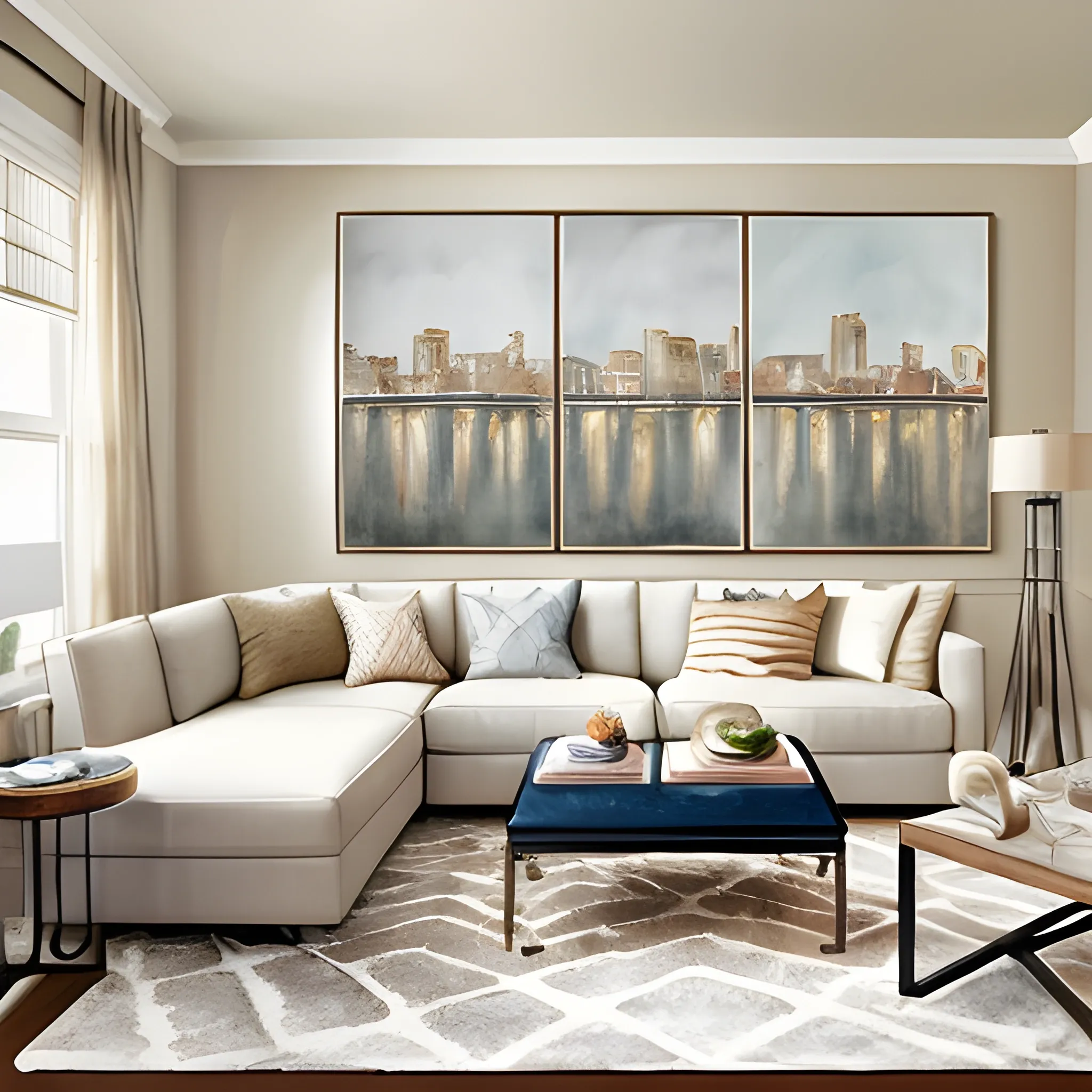 apartment designed by nate berkus, muted neutral colors , Water Color, Oil Painting