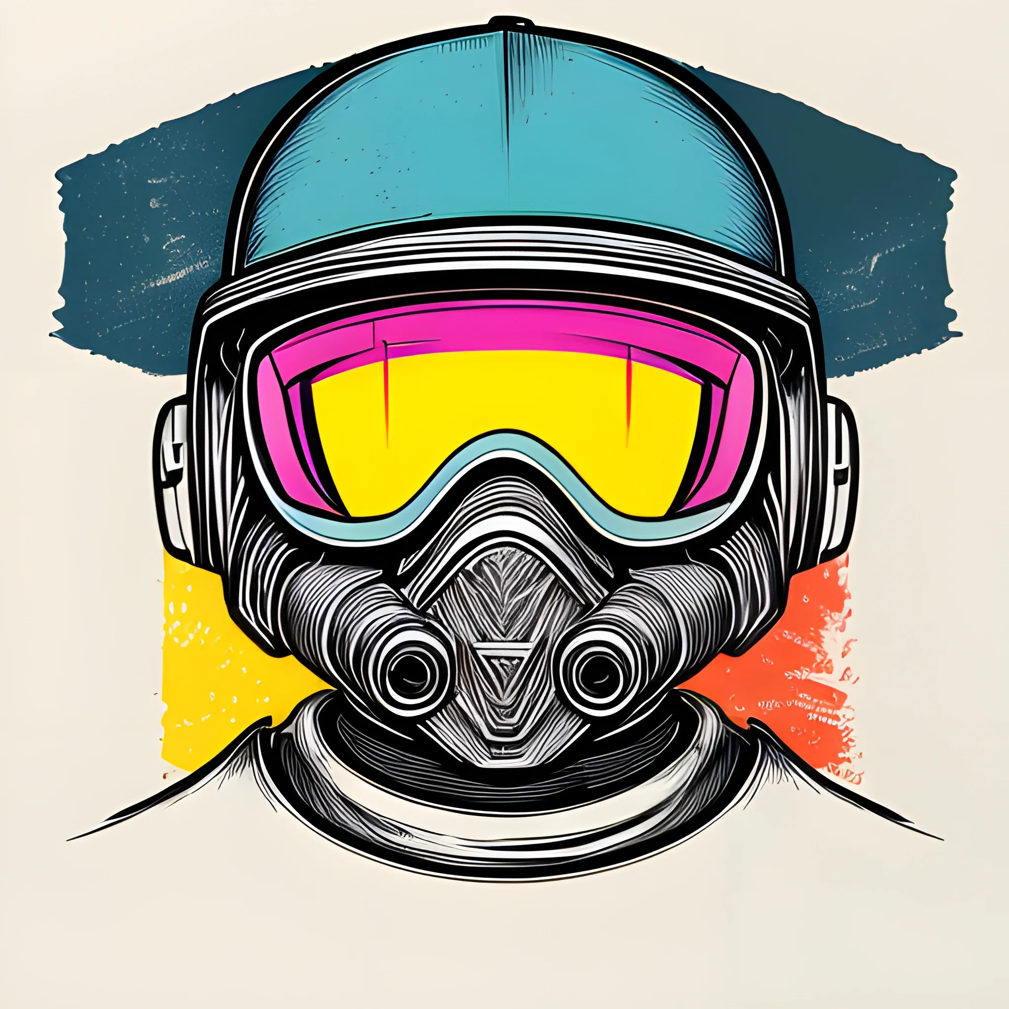 A detailed drawing, t-shirt design , daft Funk , night, clean focus , full shot splash, comic, flat design, colorful shades, highly detailed, clean, vector image, flat white background, vibrant, vector, vintage, rustic, distressed texture, faded colors, line art, engraving style, background white, no shadows, 16k, focus, deviant art masterpiece. proportional