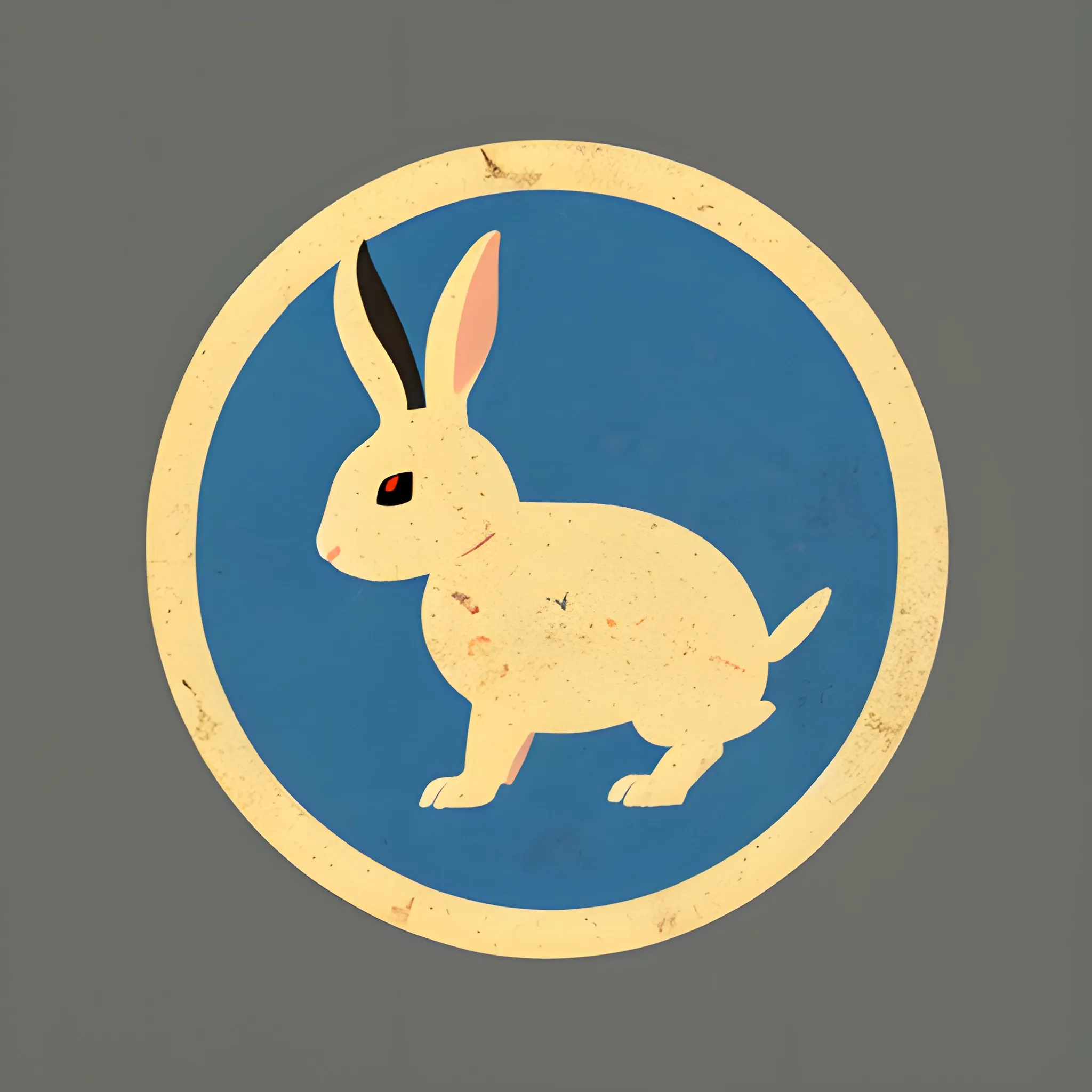 an old logo representing a rabbit mixed with a world map