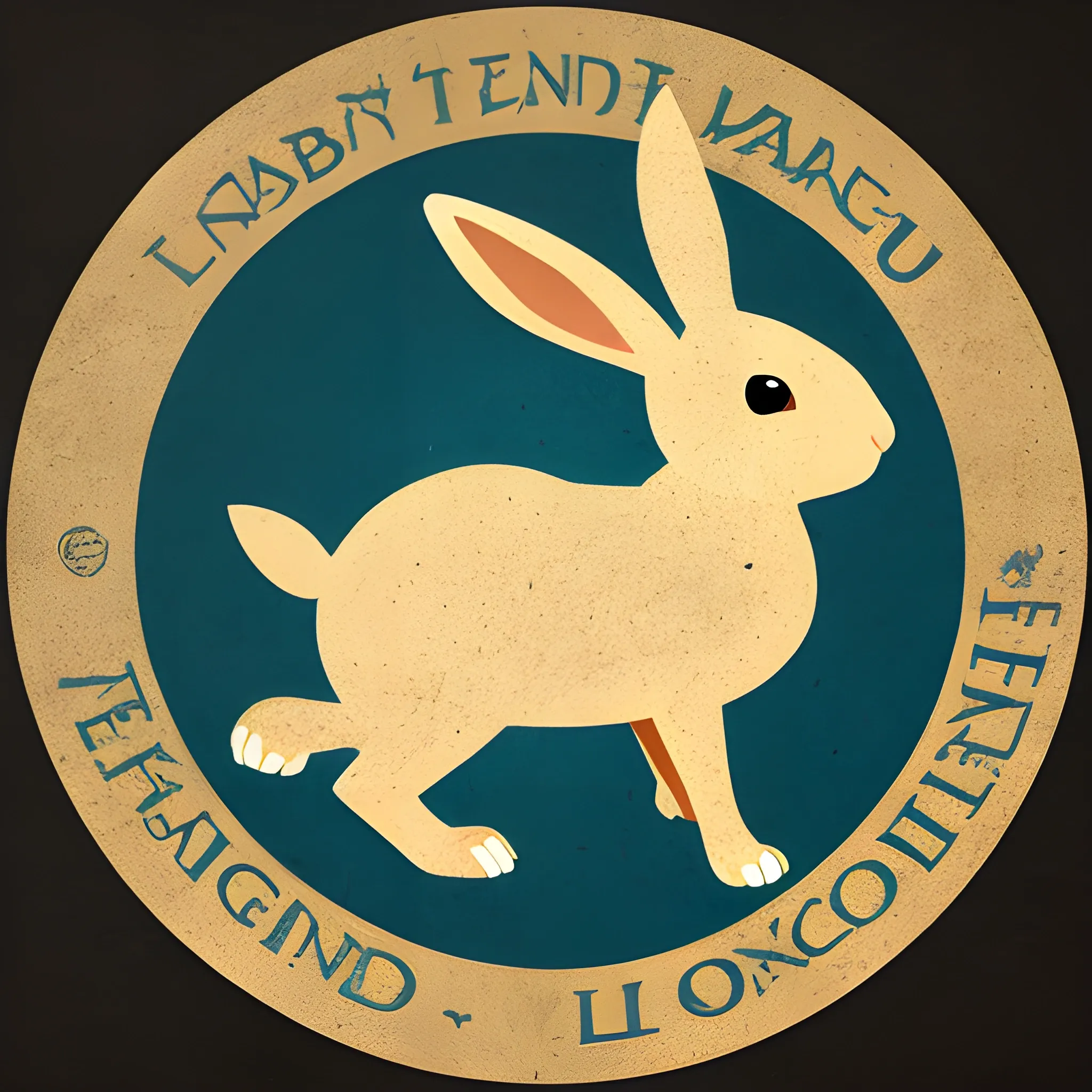 an old logo representing a rabbit mixed with a world map