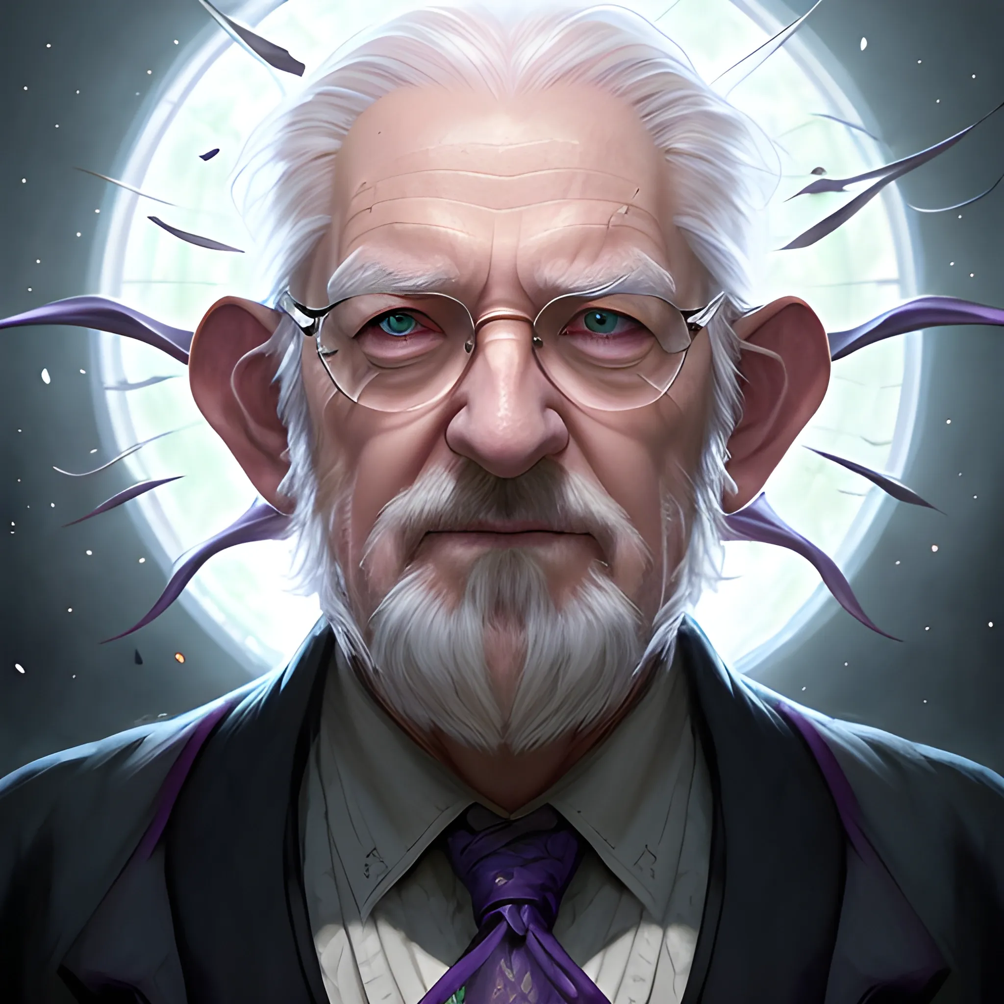 realistic portrait of a old man, d&d magic fantasy, dark magical school teacher uniform, light straight hair, casting a bright large-scale magical spell around herself, overflowing energy, highly detailed, digital painting, trending on artstation, pixiv, concept art, sharp focus, illustration, art by Ross Tran and Greg Rutkowski and Walt Disney animation