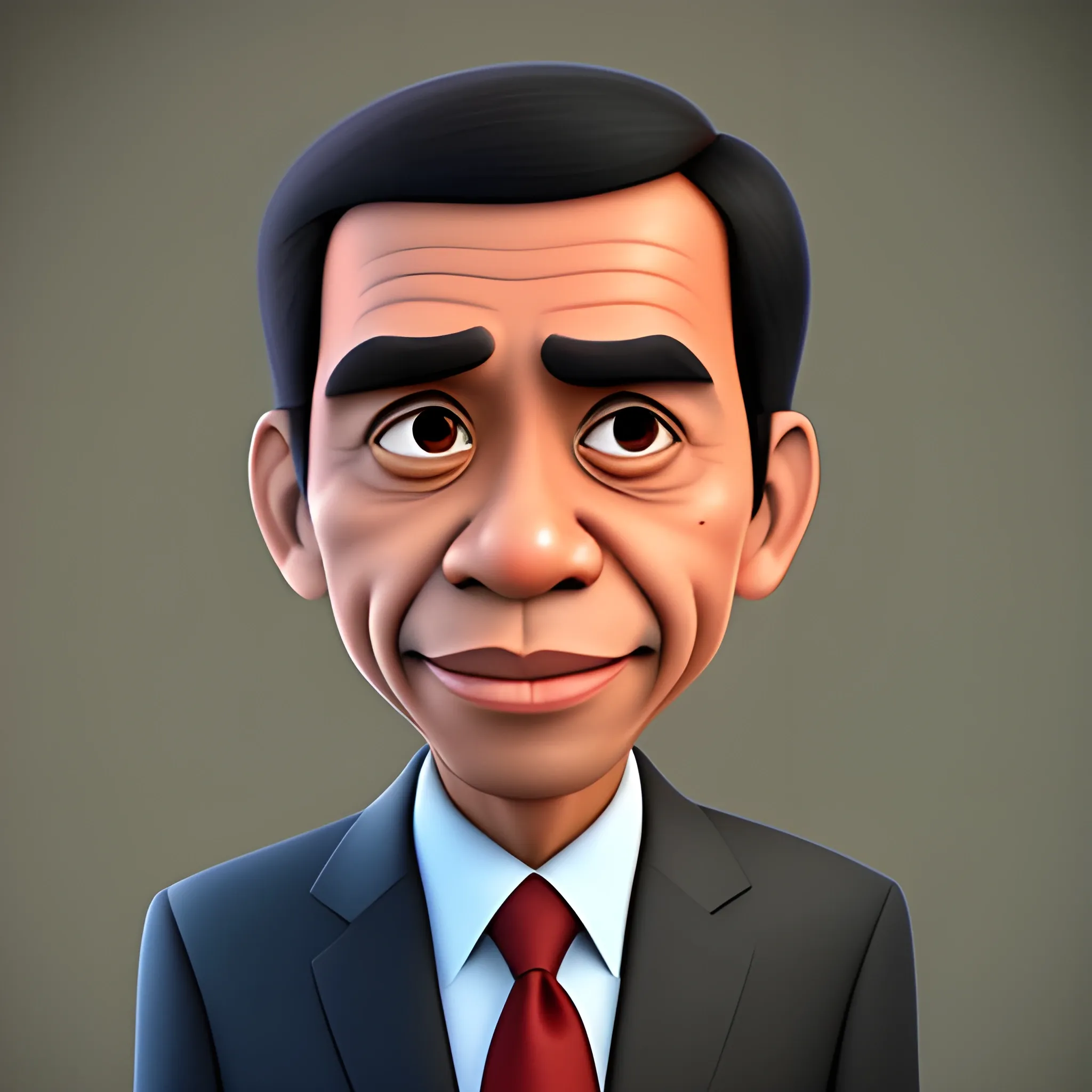 screenshot of jokowi in a pixar movie. 3 d rendering. unreal engine. amazing likeness. very detailed. cartoon caricature. 