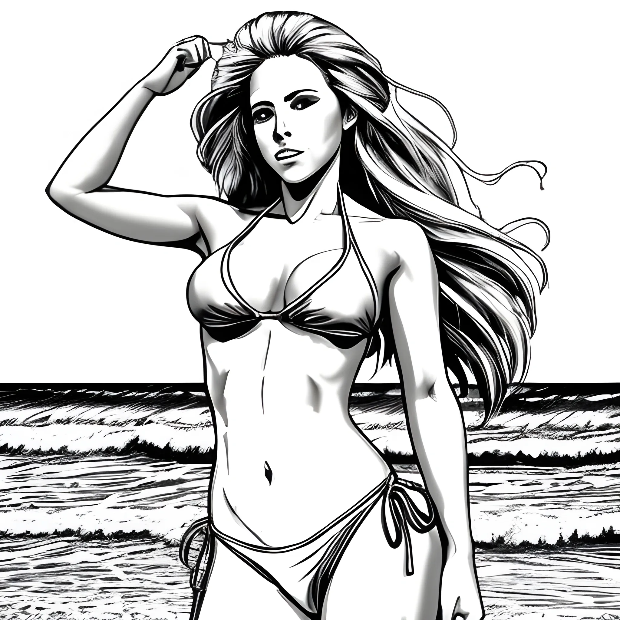 Dibujo Para Colorear De Hermosa Mujer En Bikini Con Pose Sensua Arthub Ai