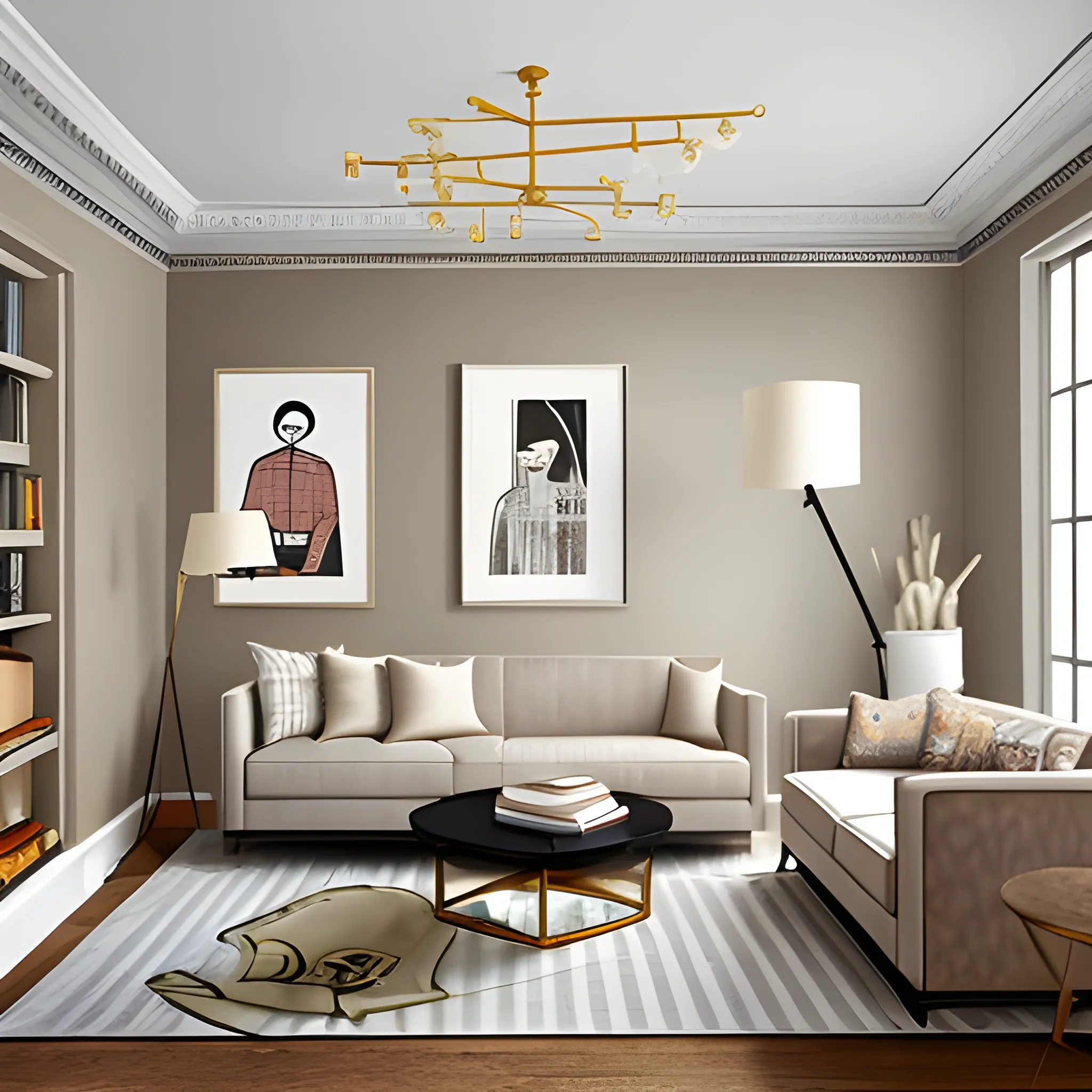 apartment designed by nate berkus, muted neutral colors , Cartoon