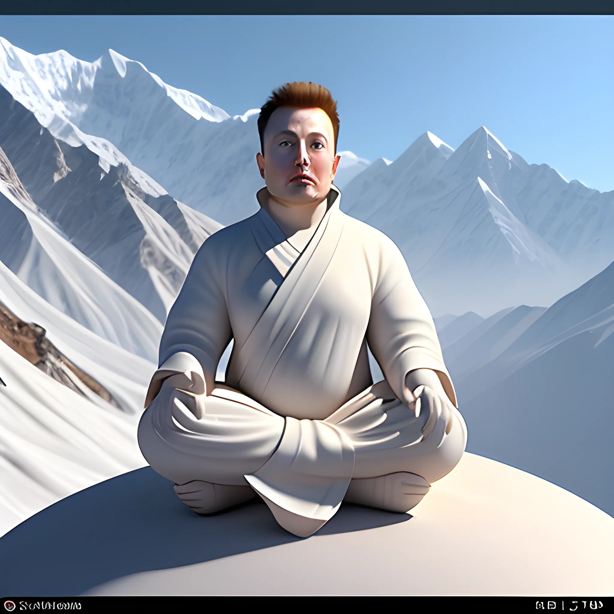 elon musk as monk in himalayas , 3D