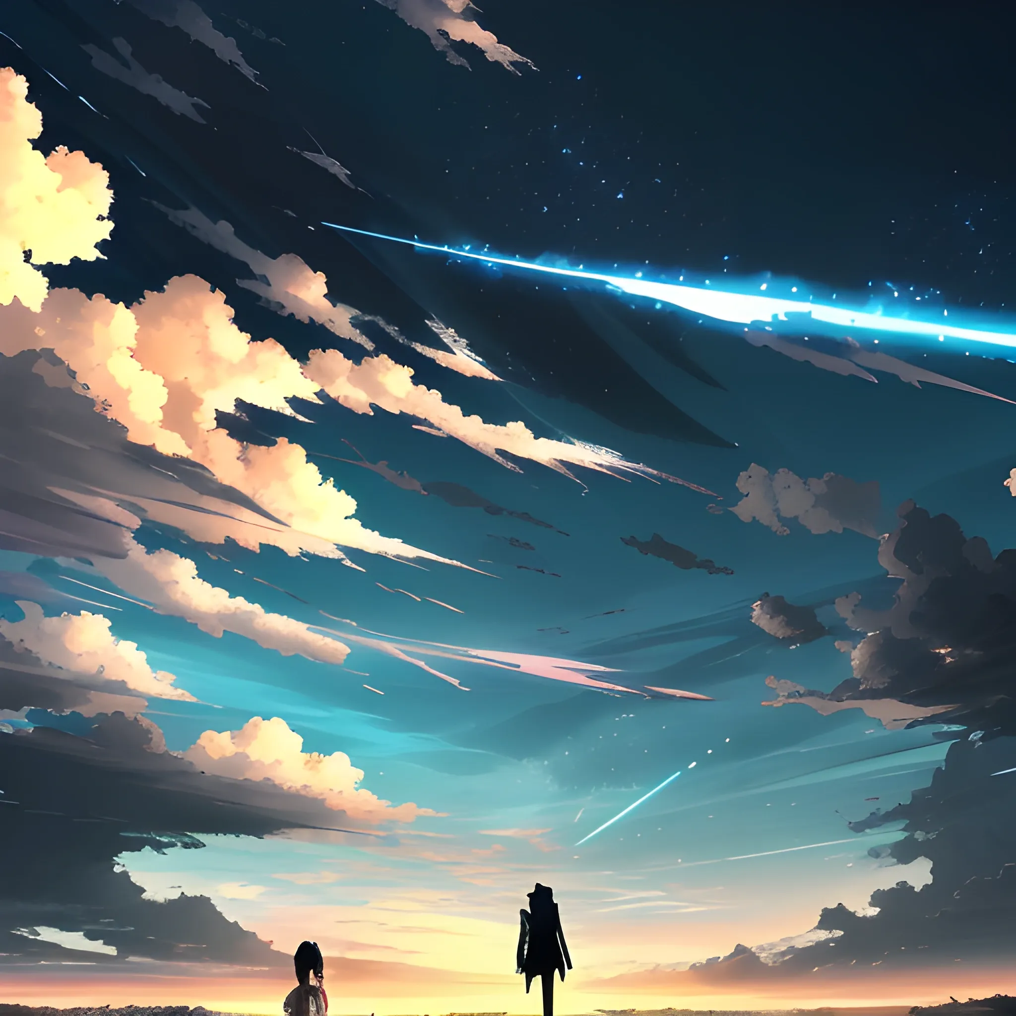 look at the sky fall, anime scenery, 4k ultra
