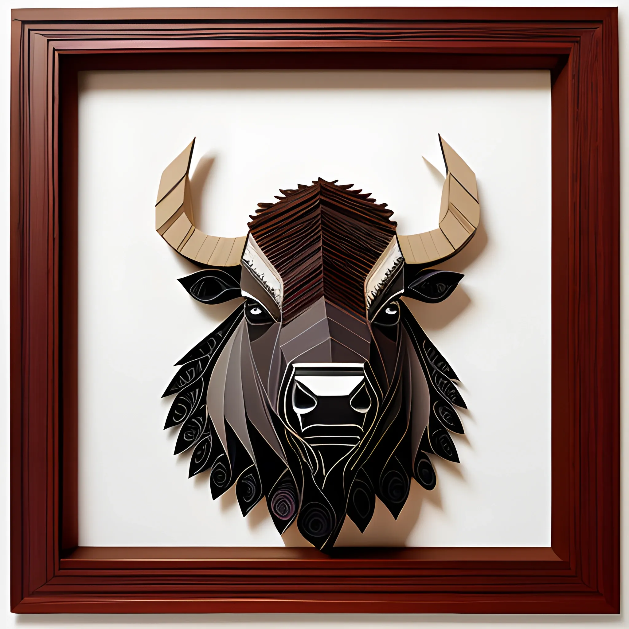 paper quilling, paper cut art, paper illustration, bison, thanksgiving, very detailed, 8k --v 4