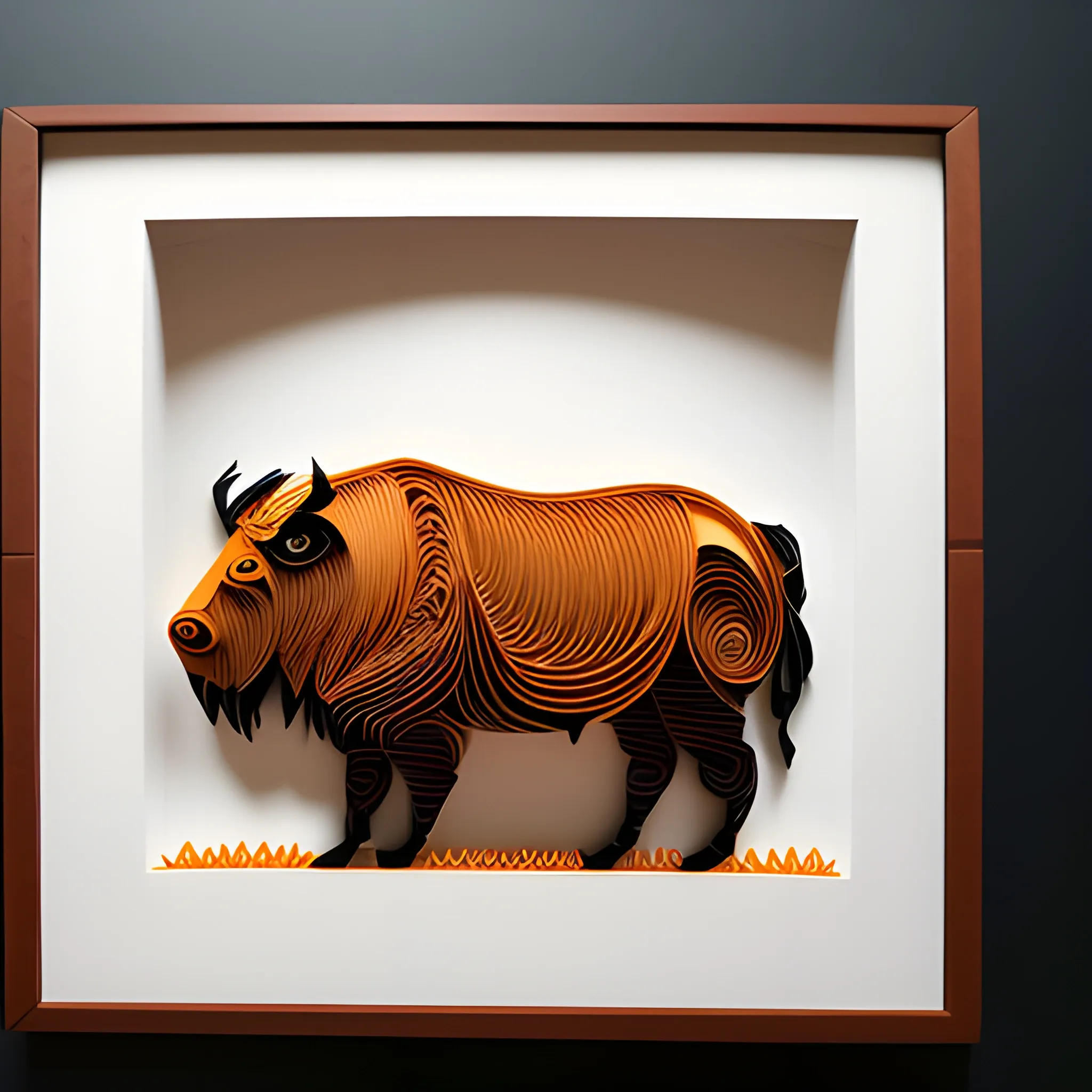 paper quilling, paper cut art, paper illustration, wisent, thanksgiving, very detailed, 8k --v 4