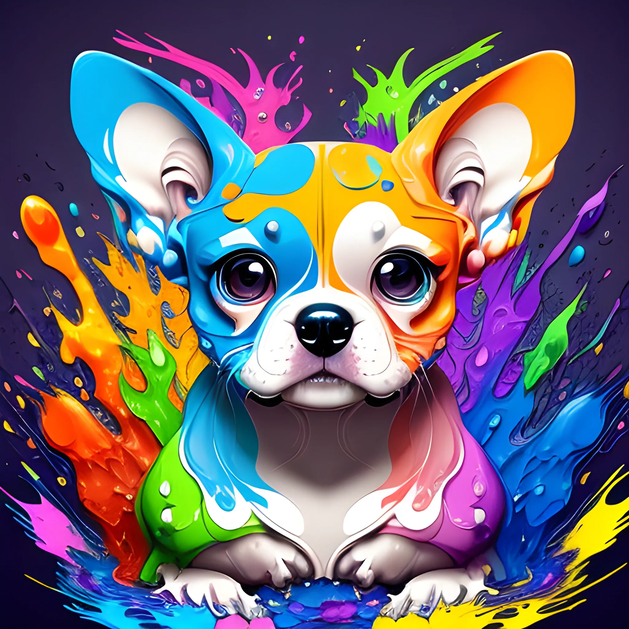 splash art by megan ducanson, a liquid cute puppy made of colours, splash style of colourful paint, hyperdetailed intricately detailed, fantastical, intricate detail, splash screen, complementary colours, fantasy, concept art, 8k resolution, DeviantArt masterpiece, Cartoon, Cartoon