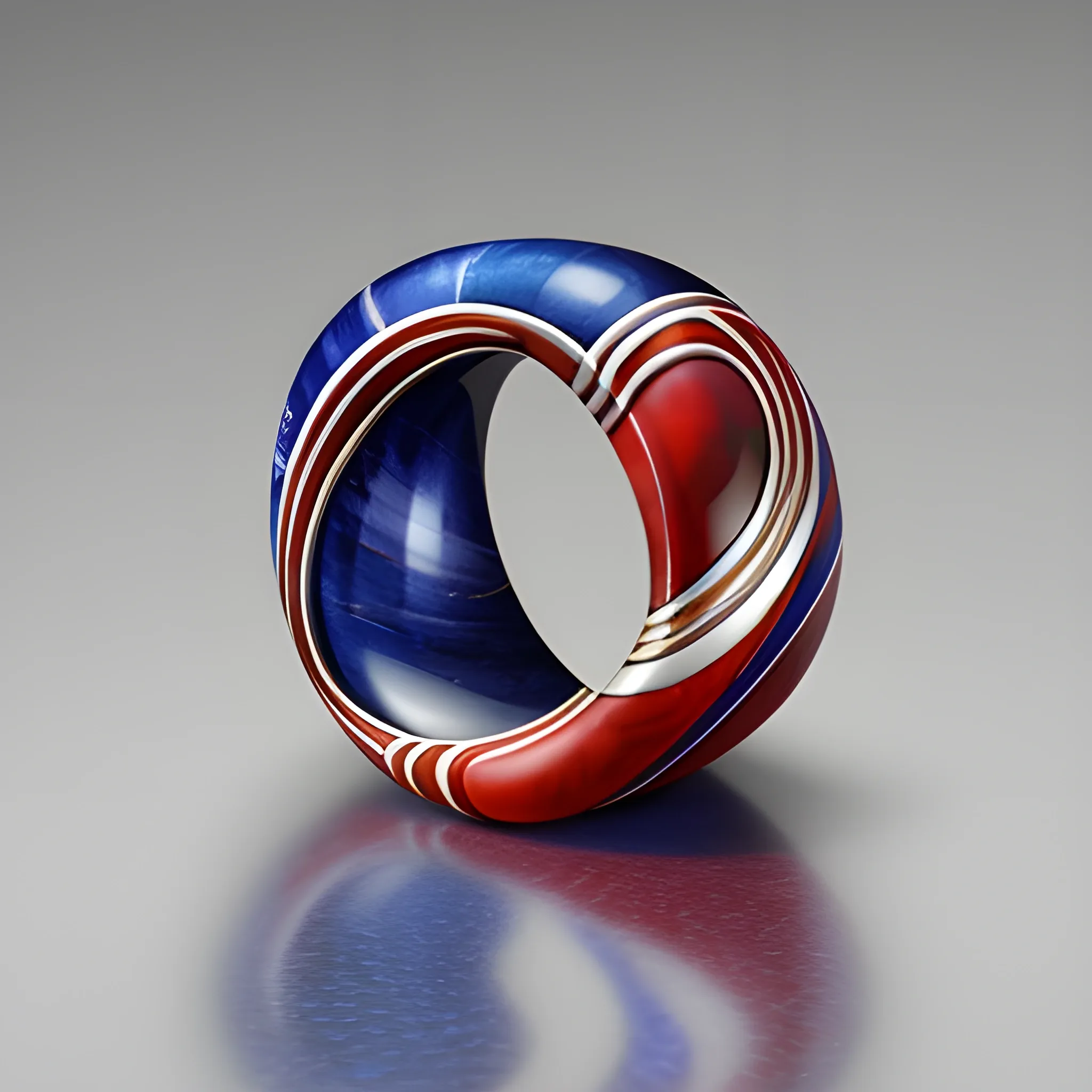 an shangrila style swirl design ring with red, white and blue sapphires, in the style of planar art, i can't believe how beautiful this is, precisionist style, marble, traditional