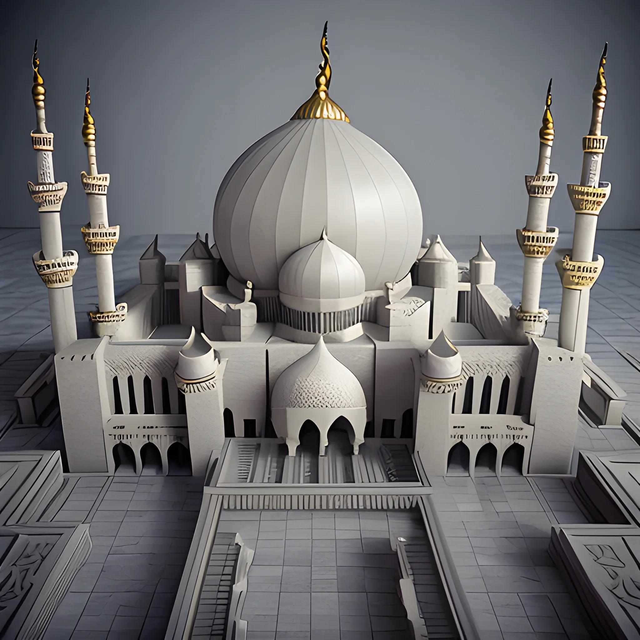 paper sculpted grand mosque, great detail, cinematic quality,  matte, sharp focus, award winning,
 unreal engine
