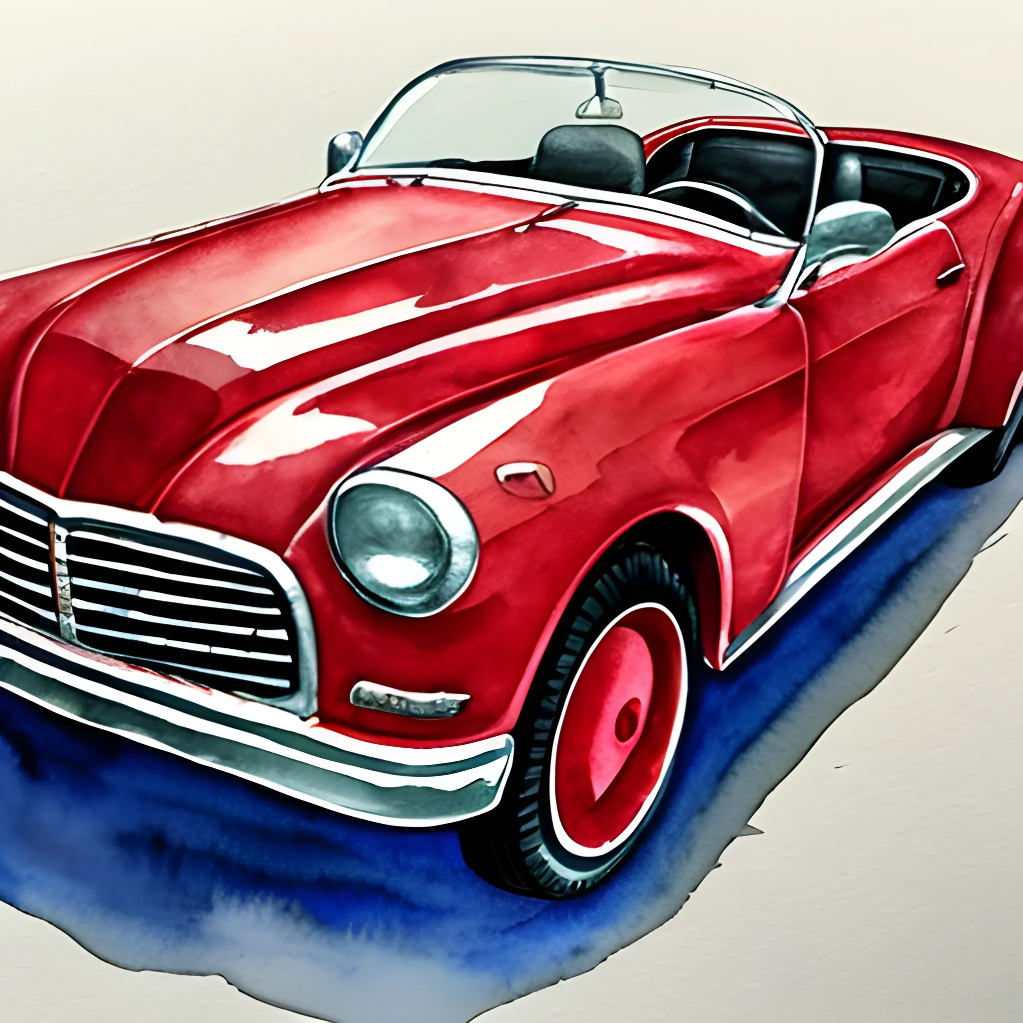 carro rojo, Water Color