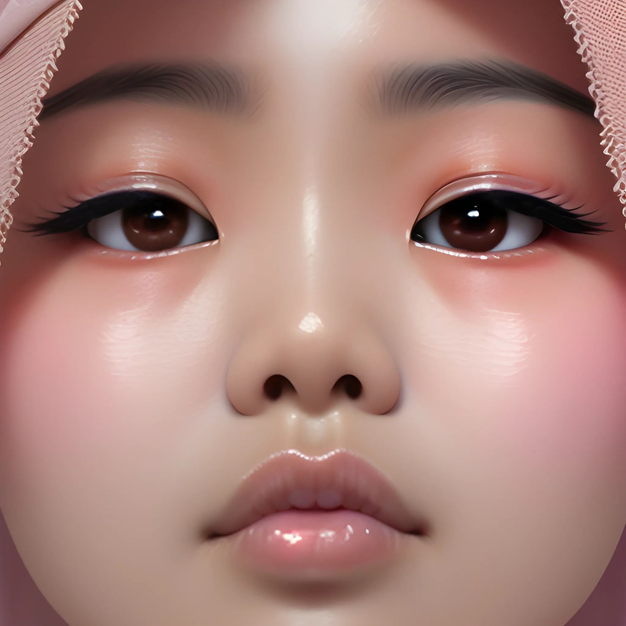 dusty pink，close up，Asian Beauty