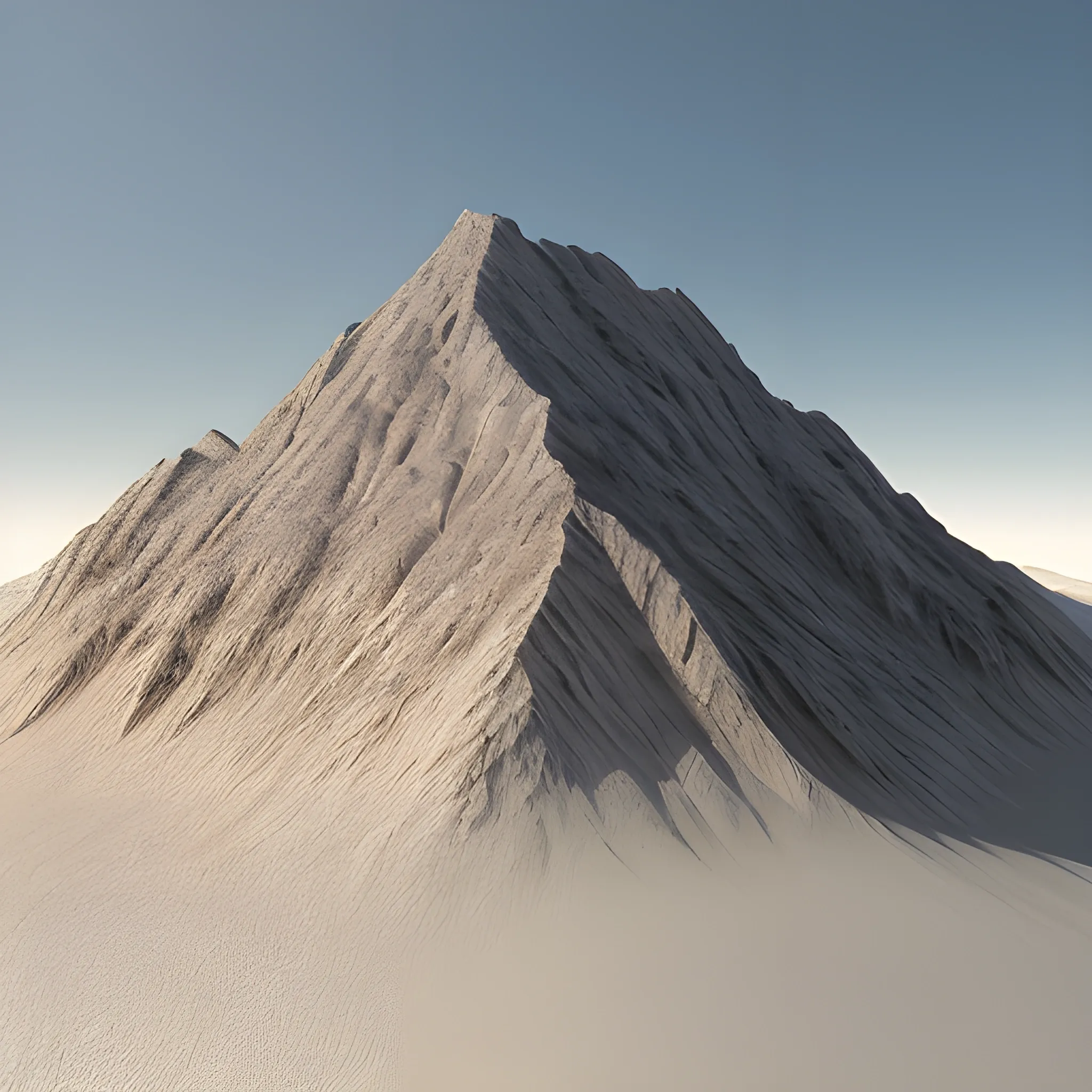 Realistic Photo image of a heavy mountain with no water., 3D