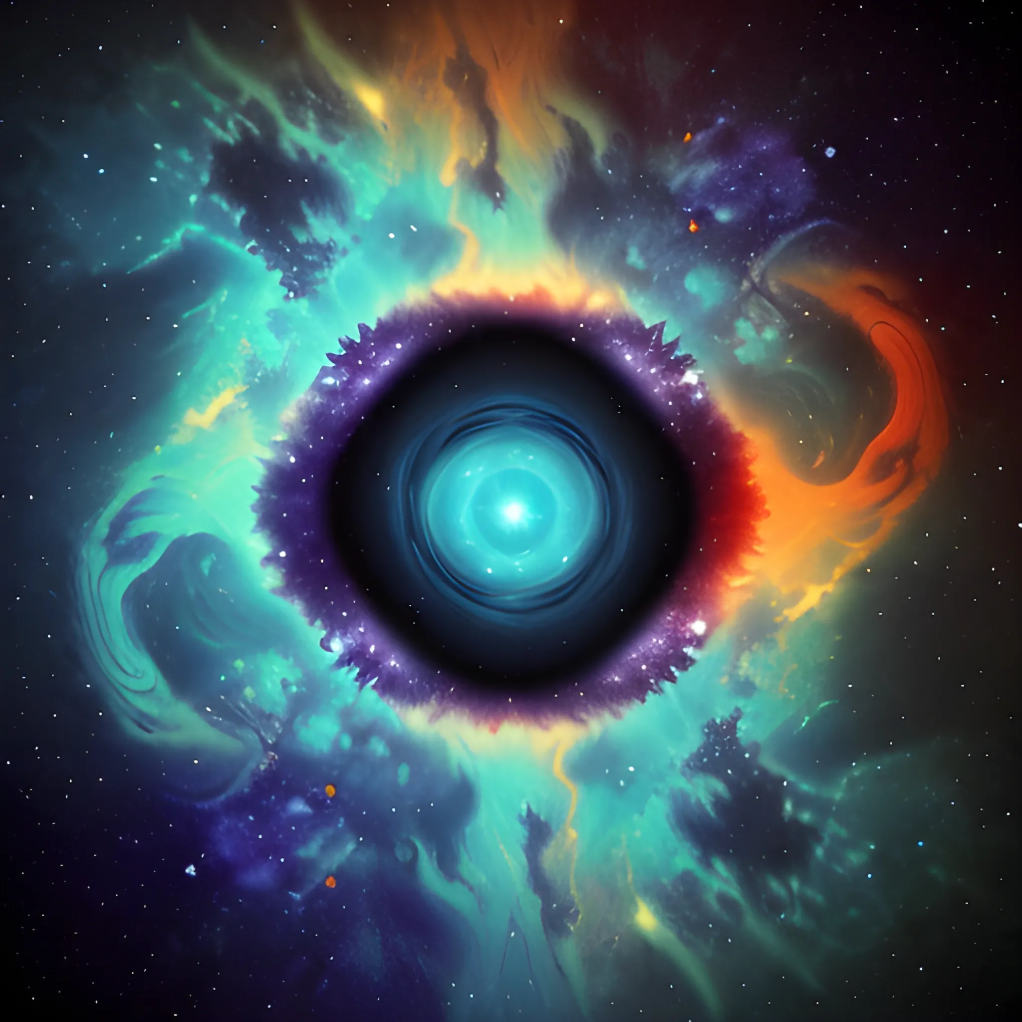 nebula - wallpapers wallpapers art by adam, in the style of surreal and dreamlike compositions, chiaroscuro woodcuts, mind-bending sculptures, national geographic photo, realistic landscape paintings, dark gold and dark cyan, eye-catching composition --ar 9:16