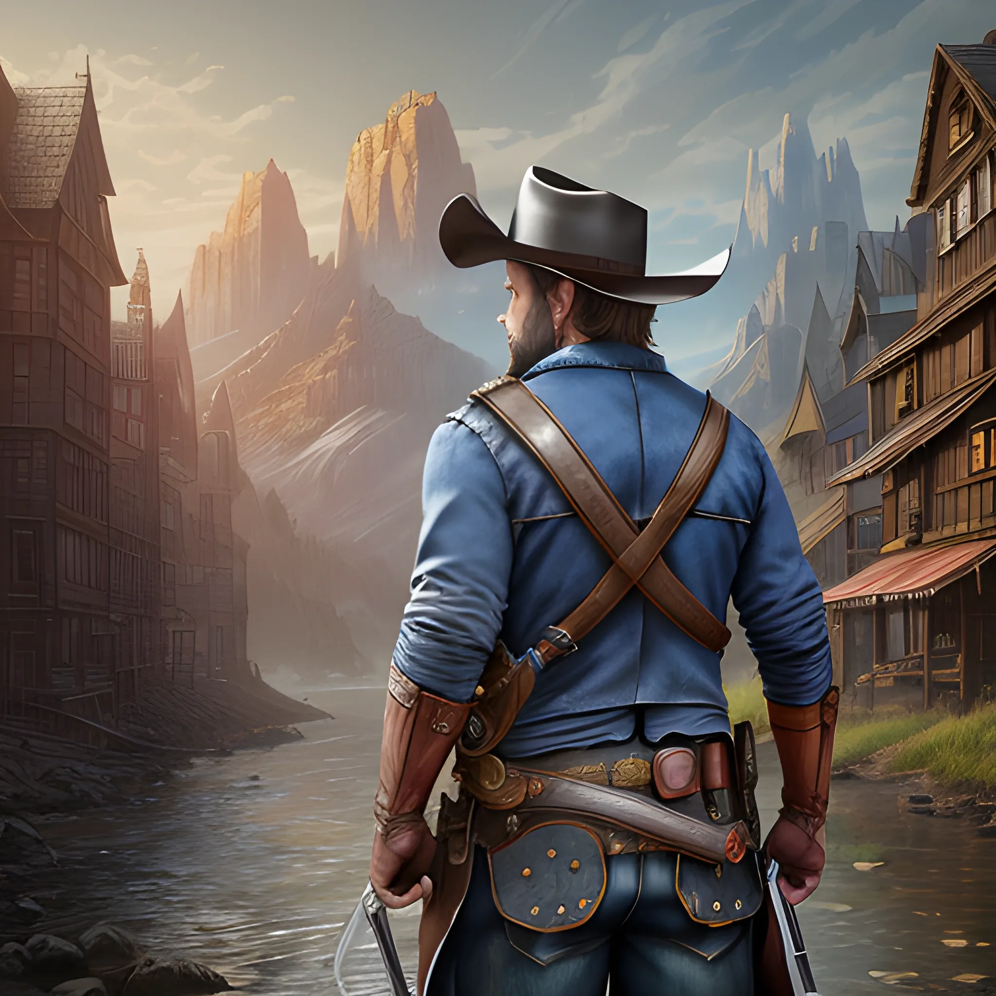 arthur morgan, 8k, high resolution, high quality, photorealistic, hyperealistic, detailed, detailed matte painting, deep color, fantastical, intricate detail, splash screen, complementary colors, fantasy concept art,face only, Pencil Sketch,looking away