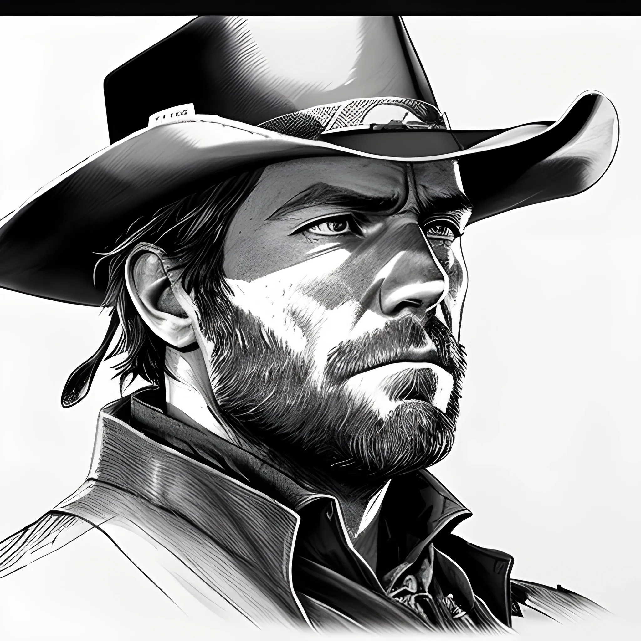 red and black, Arthur Morgan, rdr2, face only, intense, side vie 