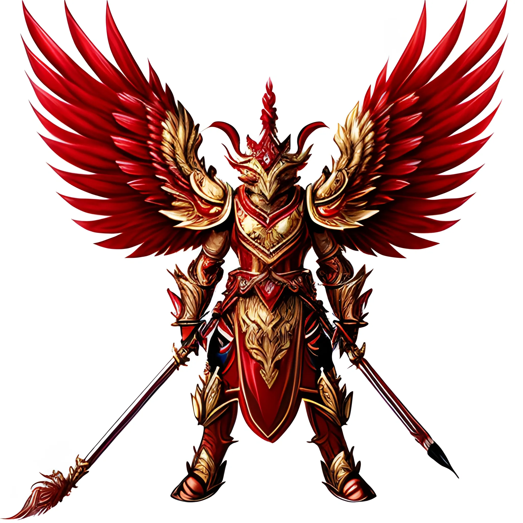 the mascot of the Garuda beast warrior with golden wings and red and white armor, red and white flag background, Pencil Sketch