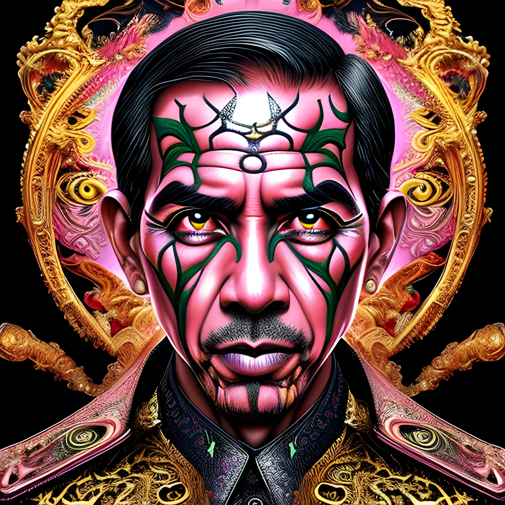 Ir.jokowidodo president fire psychedelic, sad eyes, for my cuntry broken ,details, glistening shiny scales, intricate ornate hypermaximalist sharp focus, dramatic lighting, highly detailed and intricate, hyper maximalist, ornate, photographic style, luxury, elite, haunting matte painting, cinematic, Pencil Sketch