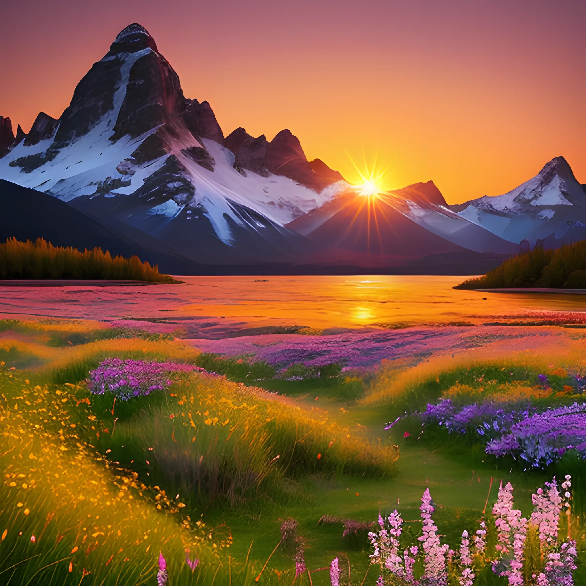 Generate An Image Of A Peaceful Mountain Landscape At Sunset The Scene Generate An Image Of A Peaceful Mountain Landscape At Sunset The Scene