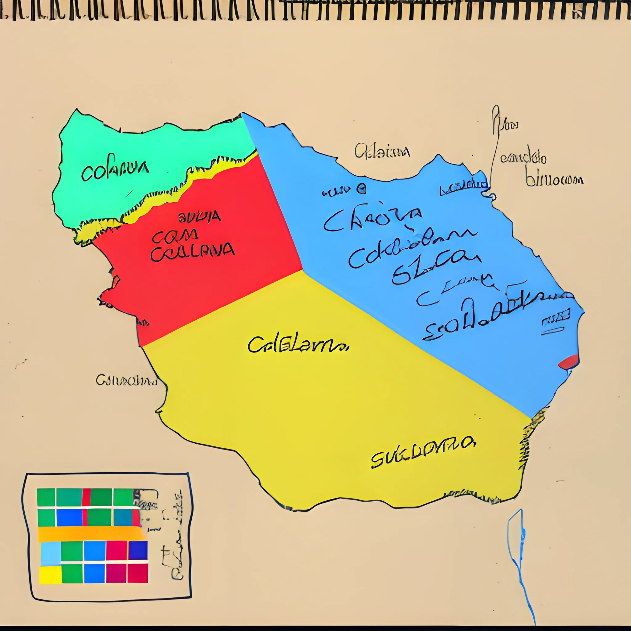 sketch of Colombia with representative colors