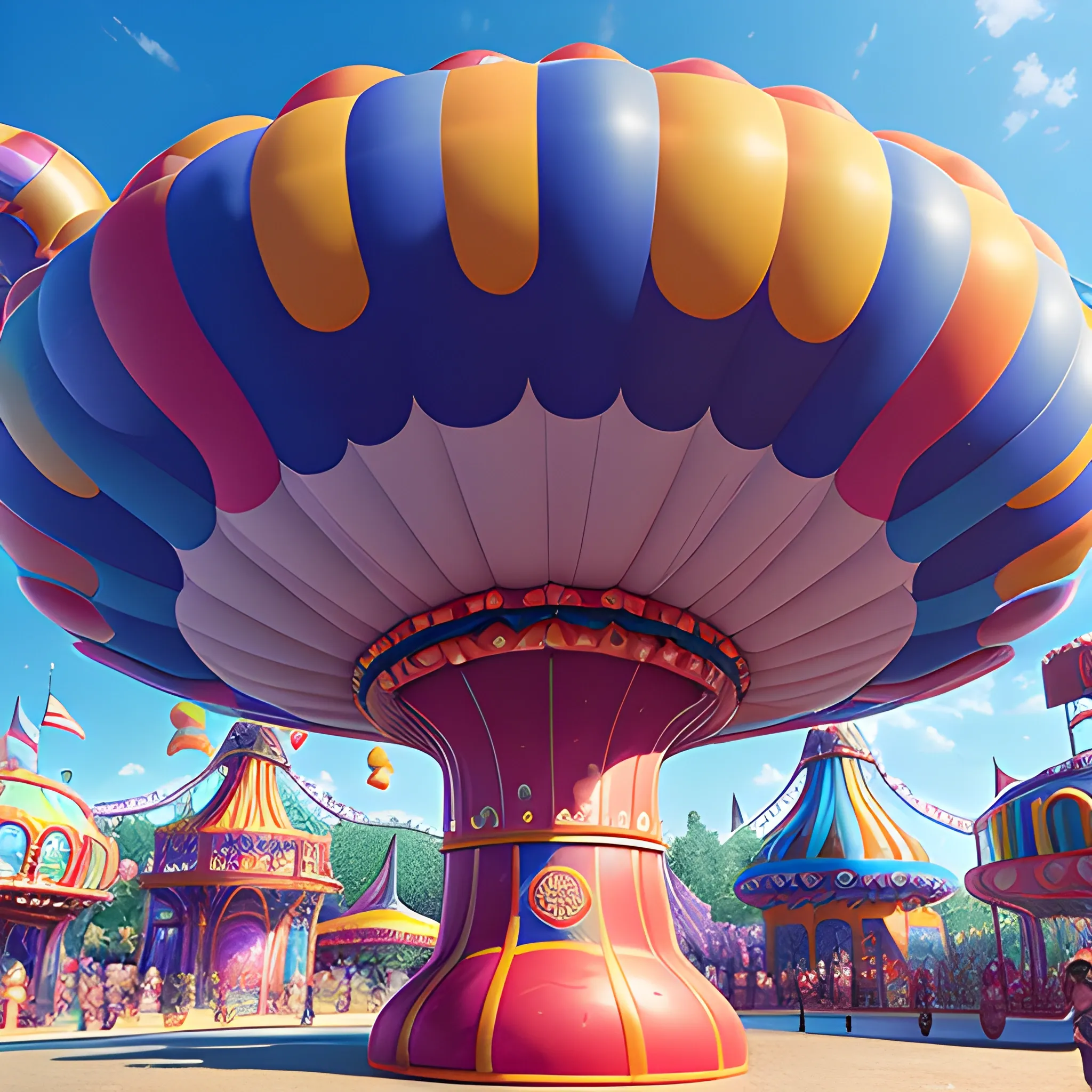masterpiece, inflated amusement park, full of family fun and excitement, bubbling with joy, film quality, unreal engine, matte, award-winning, beautiful studio Darklight