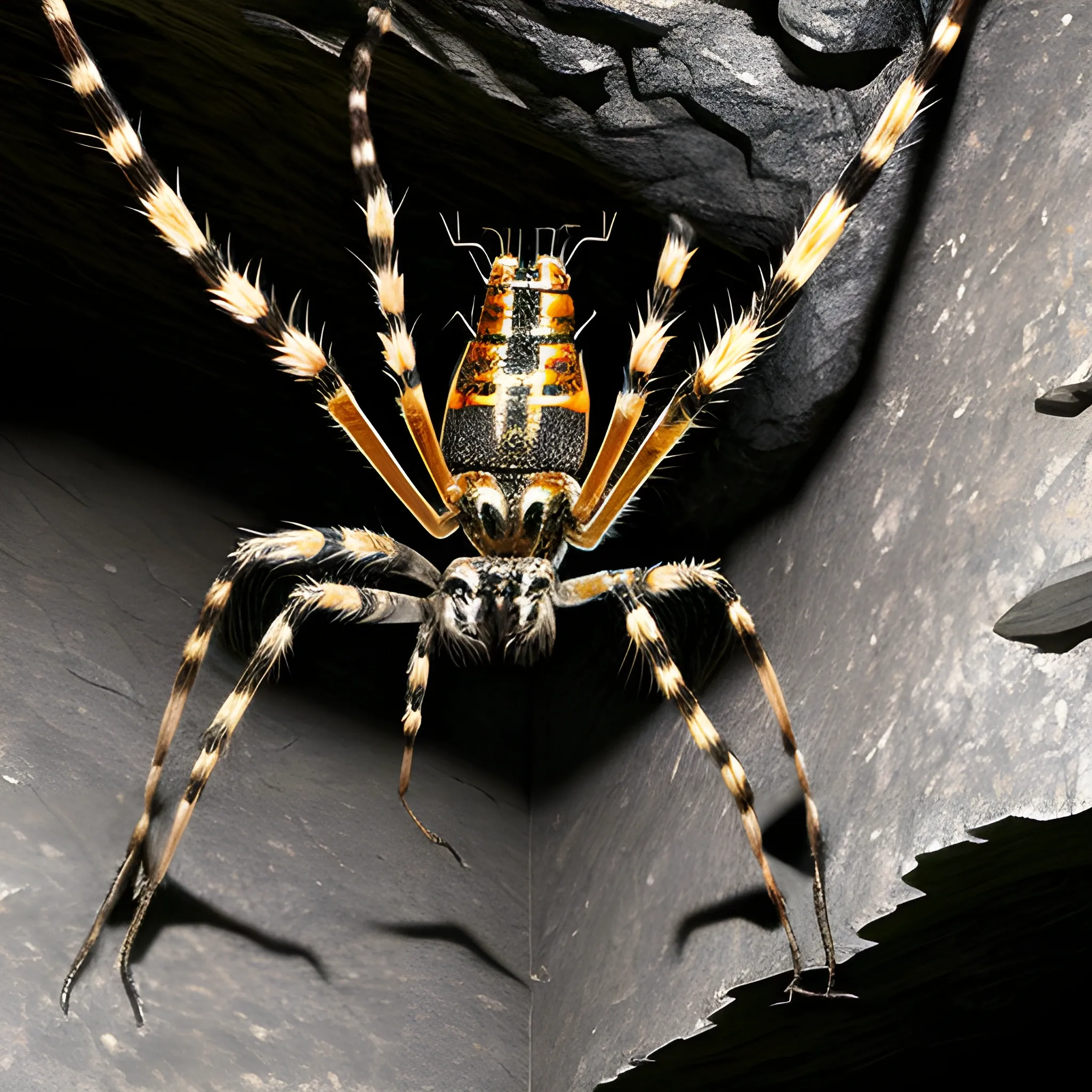 Appearance: The Giant Wolf Spider is an enormous arachnid, resembling a regular wolf spider but scaled up to a terrifying size. It has long, hairy legs, and its body can be up to 3 feet in length. The spider's exoskeleton is a mix of dark brown and black, camouflaging it in shadows and making it hard to spot in dimly lit environments. Its multiple eyes gleam with an eerie luminescence, providing it with excellent night vision.

Features: Giant Wolf Spiders possess venomous fangs that they use to paralyze their prey. While their venom is not usually fatal to human-sized creatures, it can cause temporary paralysis and intense pain. They are incredibly agile and quick, making them adept ambush predators.

Habitat: Giant Wolf Spiders are most commonly found in dark and damp environments, such as caves, forests, and subterranean tunnels. They are skilled at weaving complex webs that serve as both traps for their prey and a means to detect nearby movement.

Behavior: These arachnids are solitary creatures and prefer to hunt alone. Despite their size, they are surprisingly stealthy and capable of stalking their prey unnoticed until they strike. They are skilled climbers and can scale walls and ceilings with ease.

Role in the World: In your DND world, Giant Wolf Spiders might be common threats in certain regions, especially in dense forests or caves. They could be encountered as natural inhabitants of the wilderness or serve as guardians to ancient ruins and abandoned places. Their venomous bite and ability to ensnare their prey in webs make them formidable foes for adventurers.

Encountering a Giant Wolf Spider in your campaign could lead to tense and suspenseful moments. The spiders might ambush adventurers, trying to paralyze them with their venom before delivering a deadly bite. Players might need to exercise caution and utilize strategies to counter the spider's agility and web traps effectively. Additionally, the presence of Giant Wolf Spiders can add an element of danger and fear to the wild and untamed areas of your world, making players wary of what lurks in the shadows and the darkness.