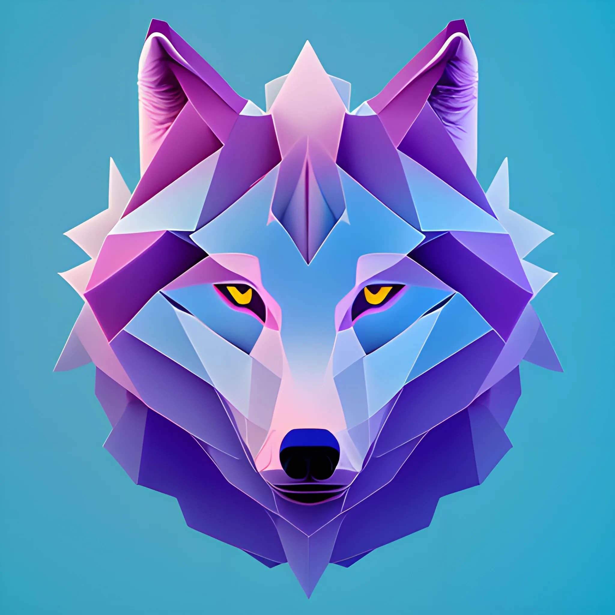 a wolf, minimalistic colorful organic forms, energy, assembled, layered, depth, alive vibrant, 3D, abstract, on a light blue background 