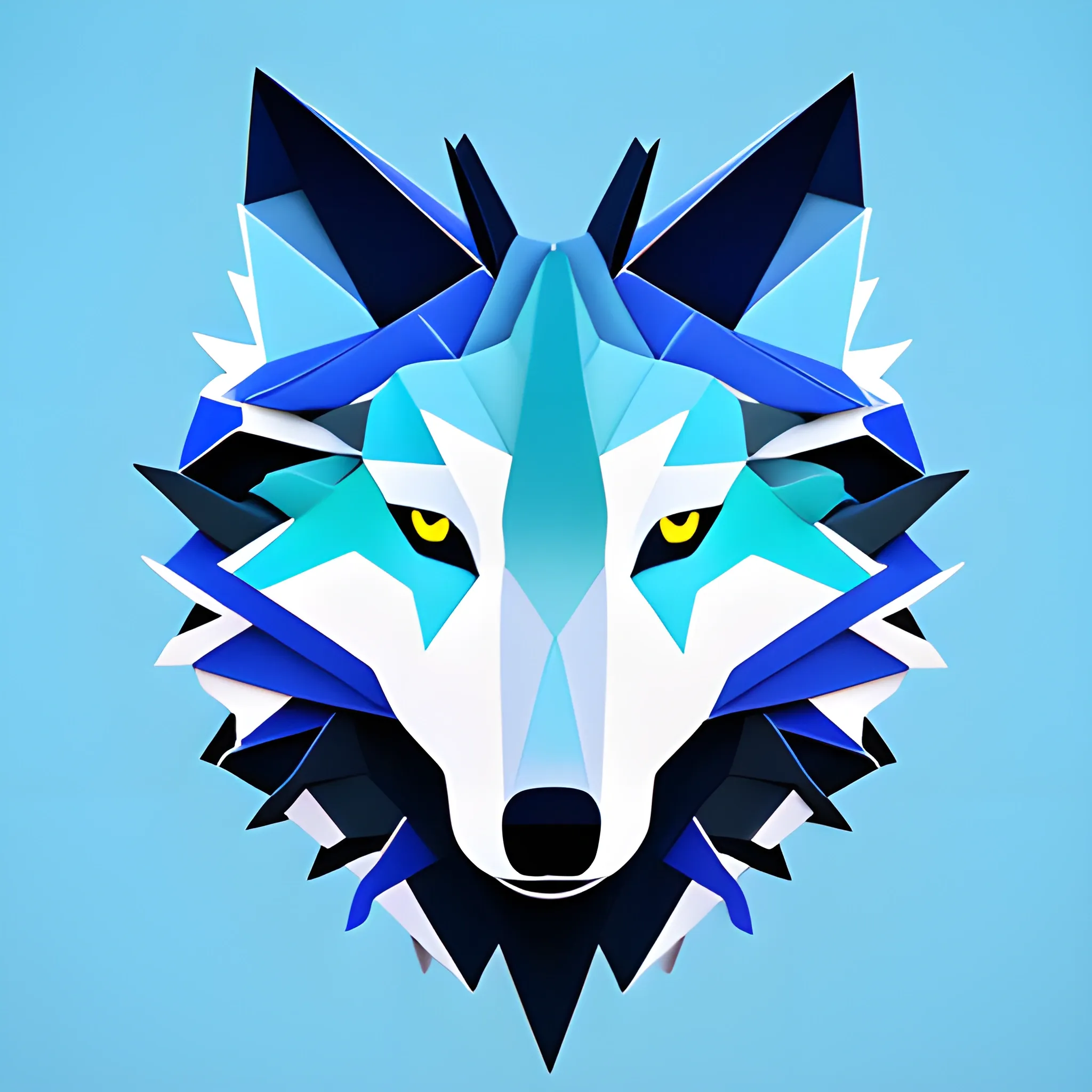a wolf, minimalistic colorful organic forms, energy, assembled, layered, depth, alive vibrant, 3D, abstract, on a light blue background 